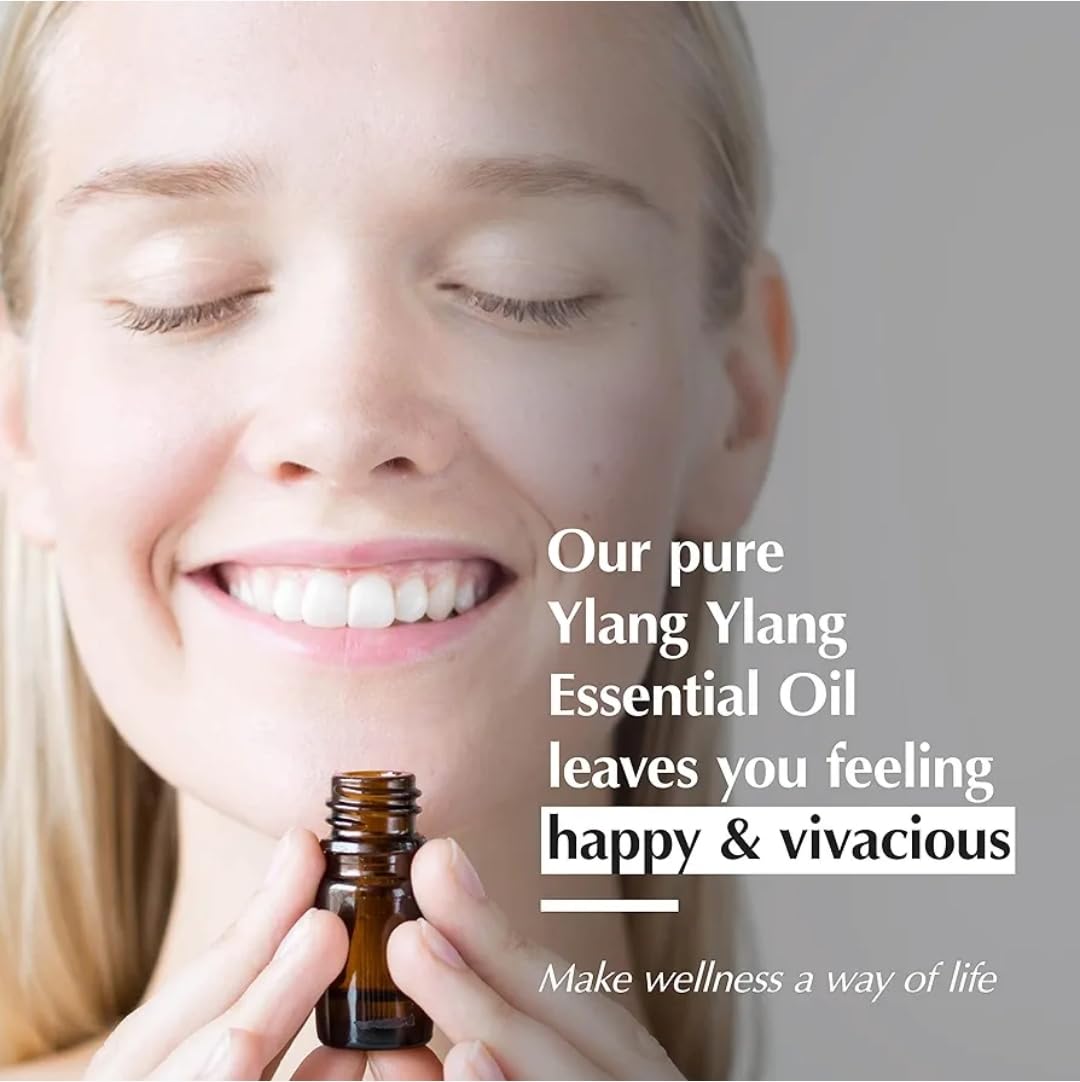 Ylang Ylang Essential Oil 100% Pure & Natural - Therapeutic Grade for Skin Care, Hair Growth, Immunity Boost, Face & Body - Aromatherapy Diffuser, Massage, Relaxation (15ml)