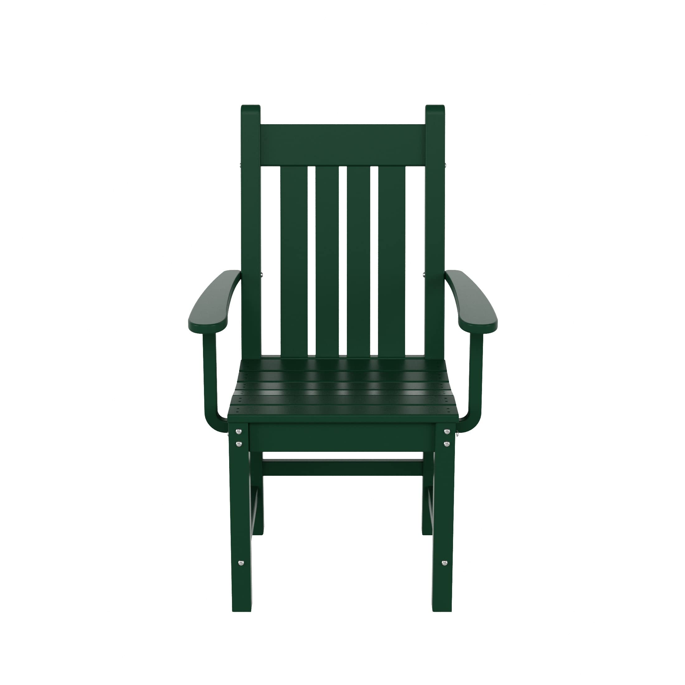 WestinTrends Malibu Classic Outdoor Dining Chairs with Arms - All Weather Poly Lumber Adirondack Patio Chairs for Restaurant & Bistro - 350 LBS Weight Capacity - Dark Green - Perfect for Backyard, Poolside & Garden Relaxation