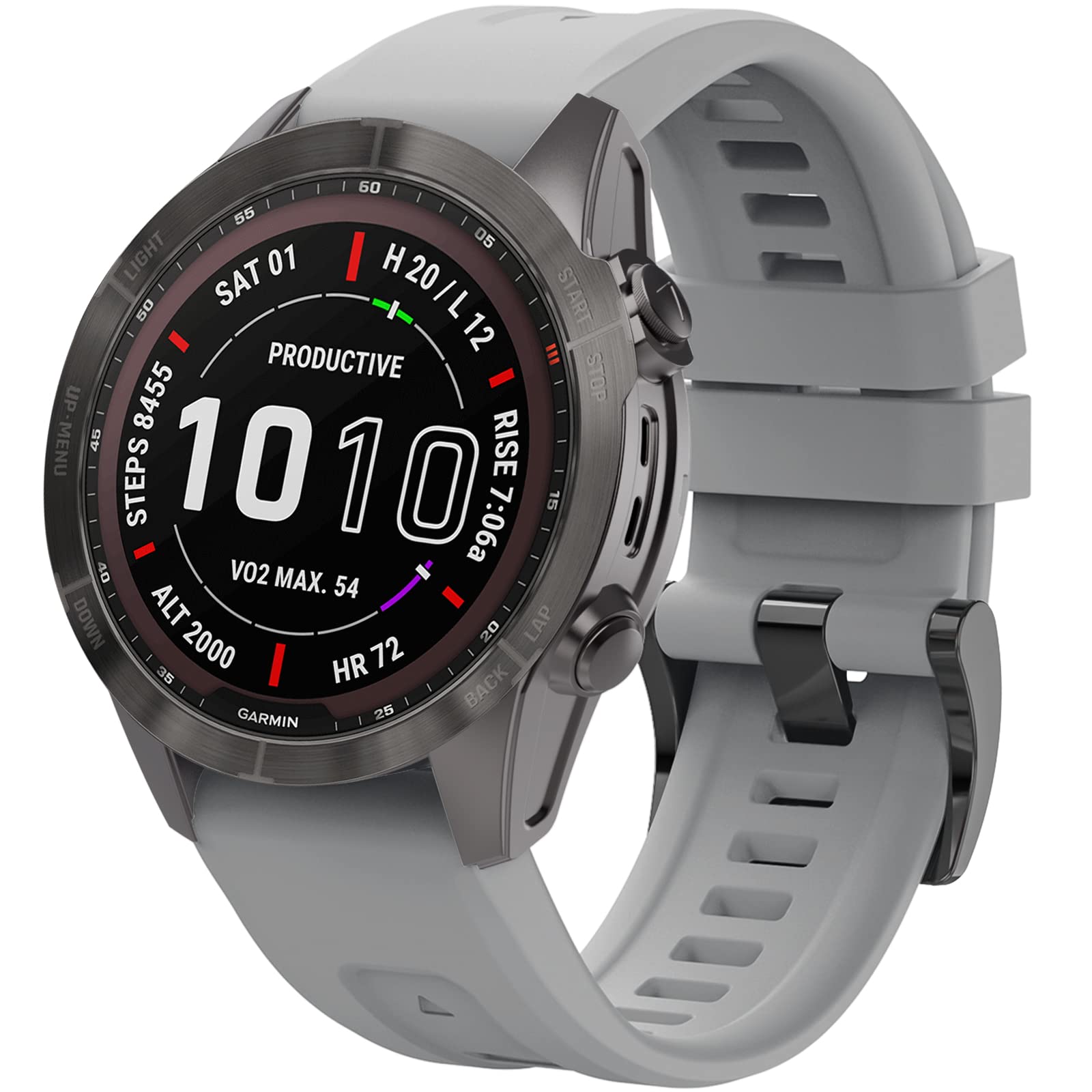 Lepmok 22mm Quick Release Silicone Watch Band Compatible with Garmin Fenix 7/7 Solar/7 Sapphire Solar/6/6 Pro/5/5 Plus - Soft Durable Replacement Strap for Running, Swimming & Outdoor Activities (Gray)