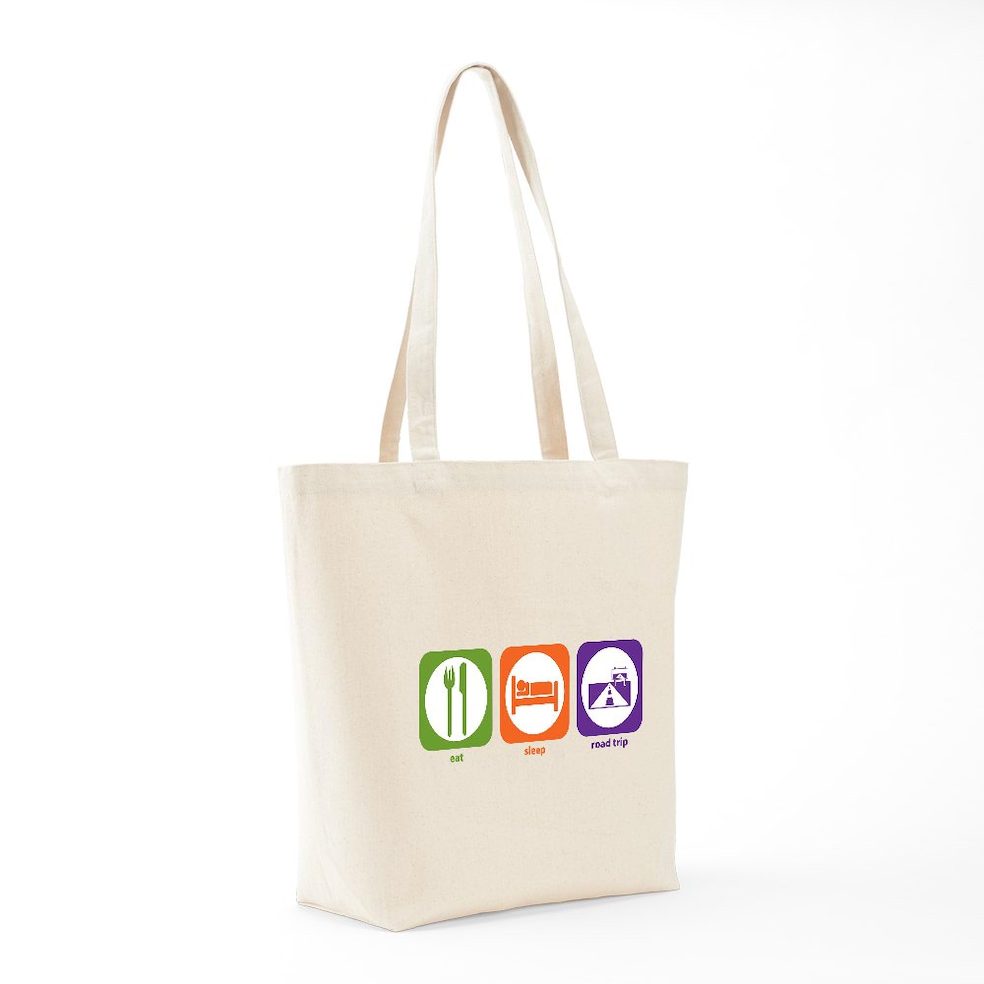 Eat Sleep Road Trip Tote Bag - Natural Canvas Reusable Shopping Bag for Travel, Beach & Grocery | Eco-Friendly Carryall for Women & Men