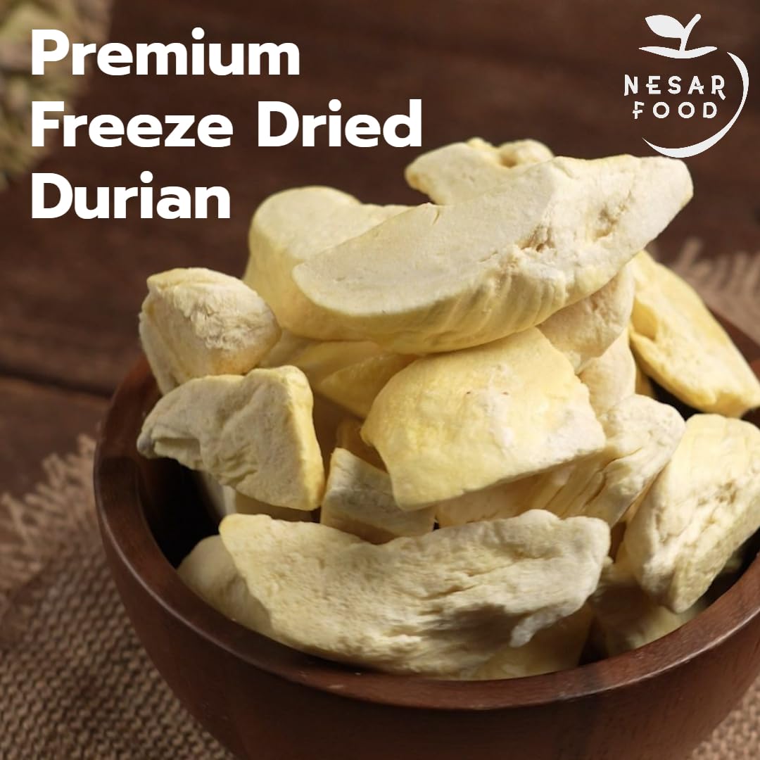 Premium Freeze Dried Durian 100% Natural - No Sugar Added, Real Fruit Snack, Crunchy & Delicious (3.5 oz) - Perfect for Healthy Snacking, Camping, Hiking & On-the-Go Nutrition