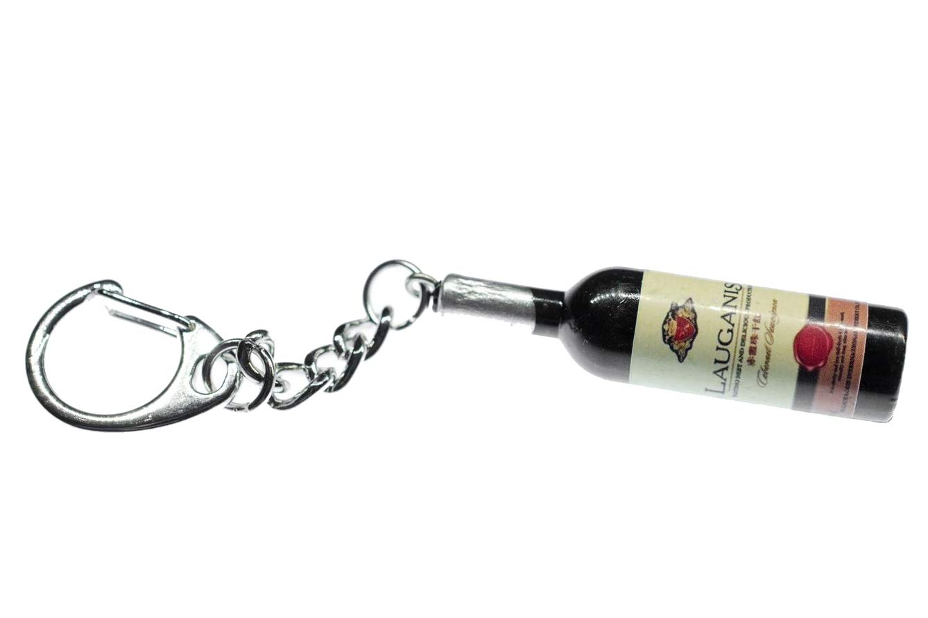 Miniblings 48mm Wine Bottle Keychain - Dark Brown Key Pendant Keyring for Wine Lovers & Bartenders | Perfect Gift for Wine Enthusiasts