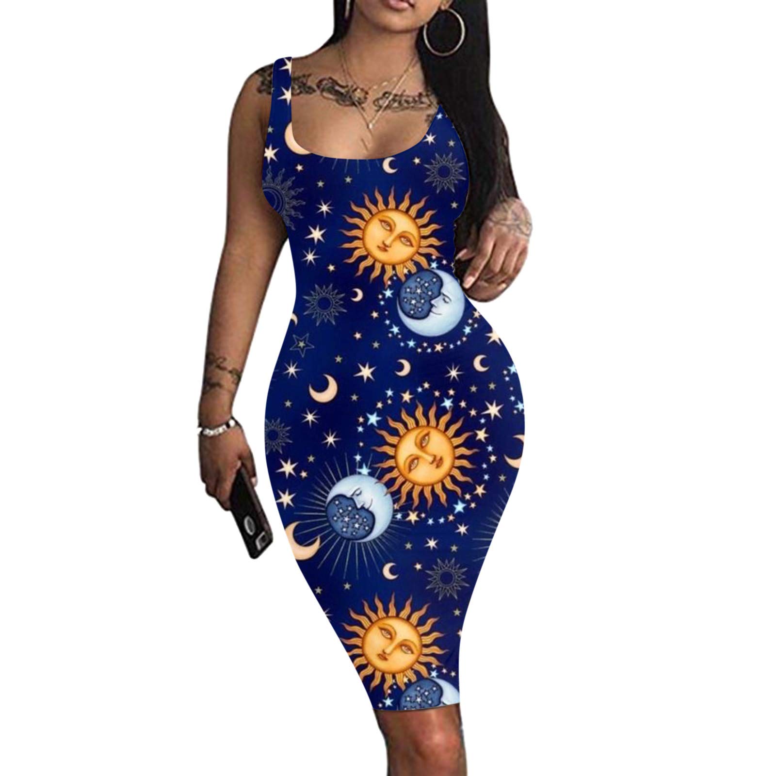 Sexy Women's Butterfly Print Bodycon Cami Dress - Sleeveless Summer Mini Dress for Party, Club & Beach Wear | Flattering Fit & Comfortable Fabric