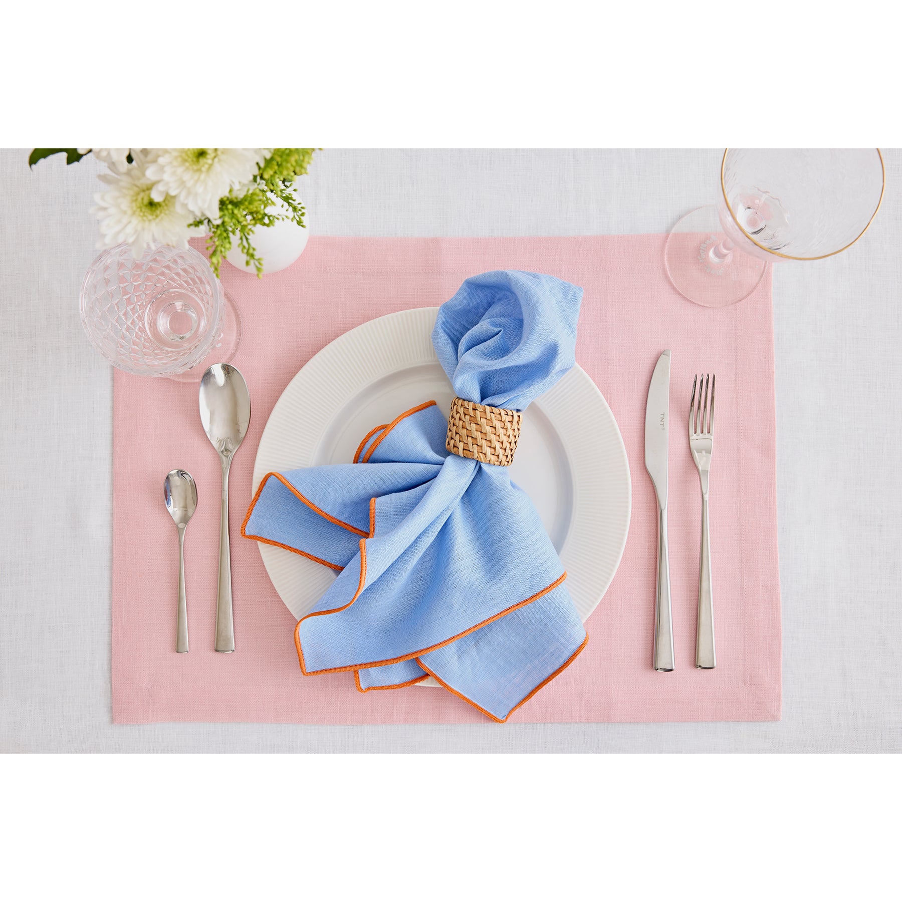 Premium Bianca Merrow Stitch Napkins Set of 4 - Elegant Embroidered Cotton Table Linens for Fine Dining & Special Occasions