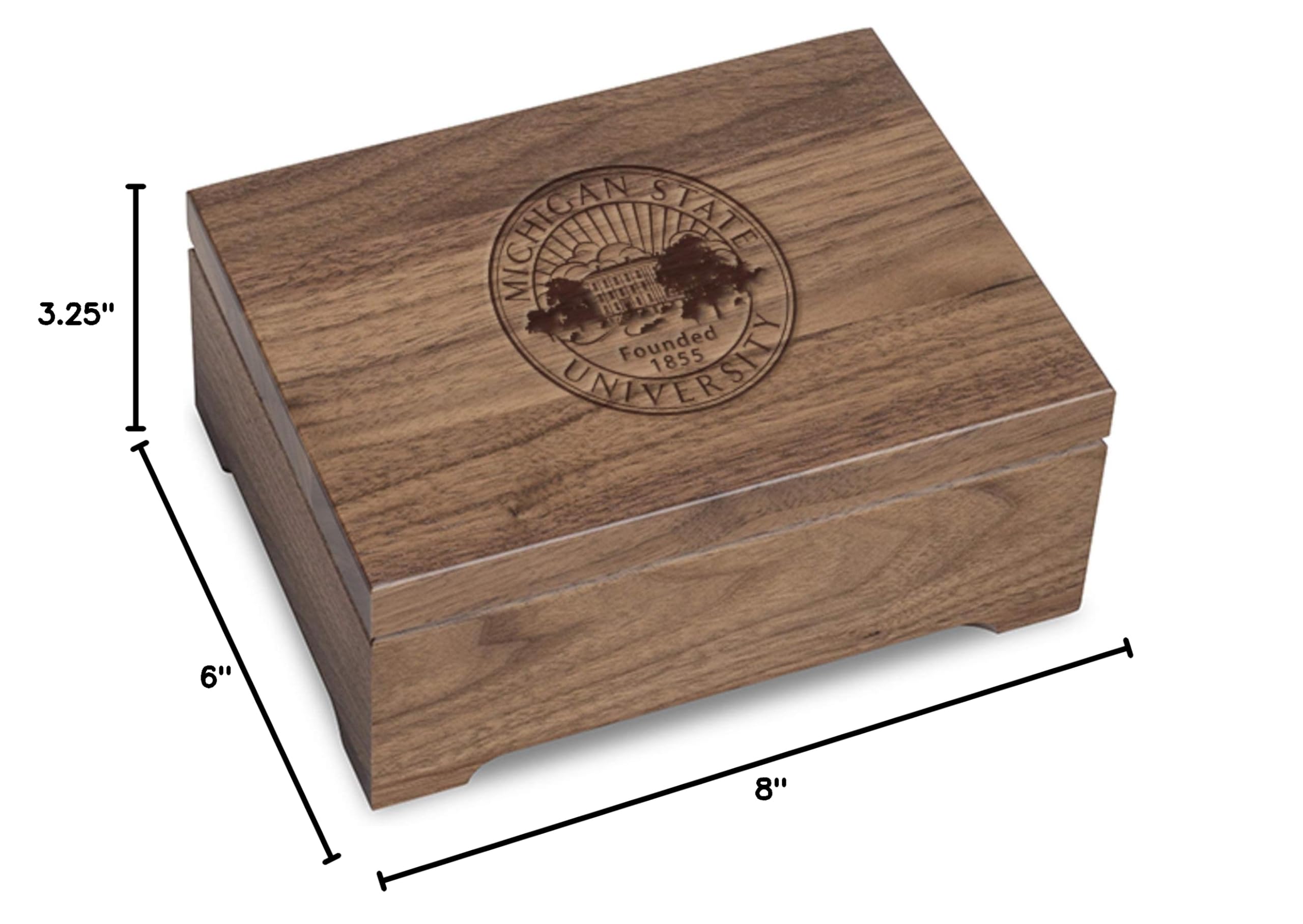 NCAA Themed Walnut Wood Desk Organizer Box - Unisex Adult Office Storage for Pens, Papers & Supplies - Perfect for College Dorm, Home Office & Gift Giving