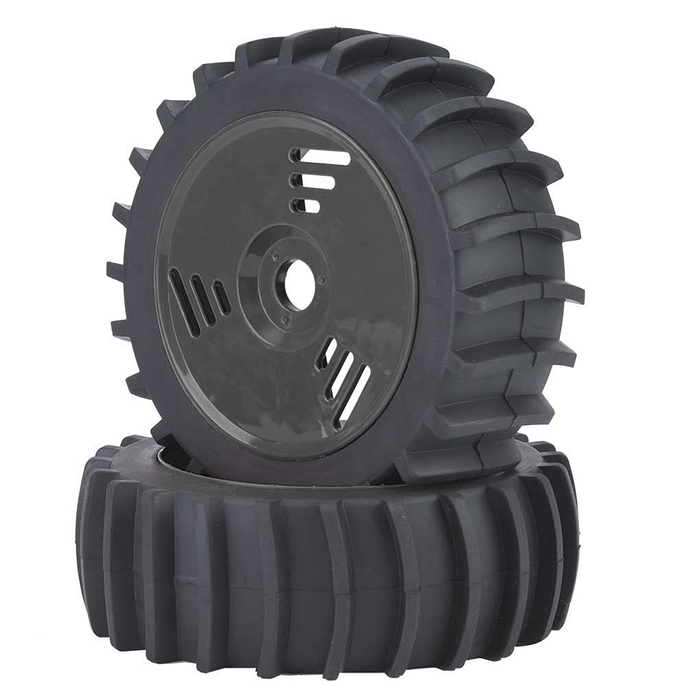 BTIHCEUOT 1/8 RC Car Tires - Lightweight Durable Rubber Tyres with Hub Wheel Rims for 1/8 Scale RC Trucks & Cars (Black) - Perfect for Off-Road Racing, Crawling & Bashing
