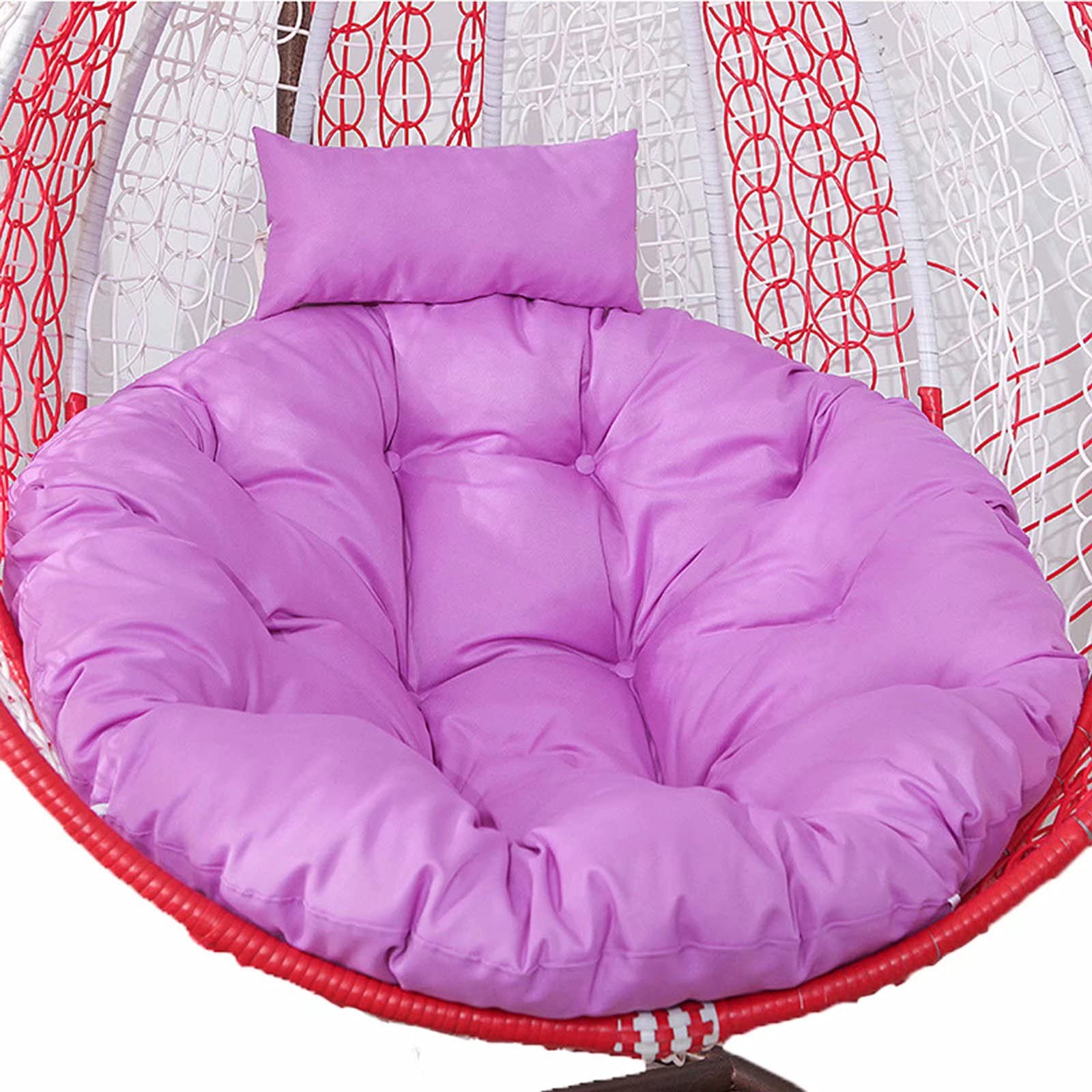 MBVBN Egg Chair Cushion Replacement - Thick Round Papasan Chair Pad with Adjustable Pillow, Stain-Resistant Outdoor Furniture Cushion (Purple) - Perfect for Patio, Garden, and Lounge Relaxation