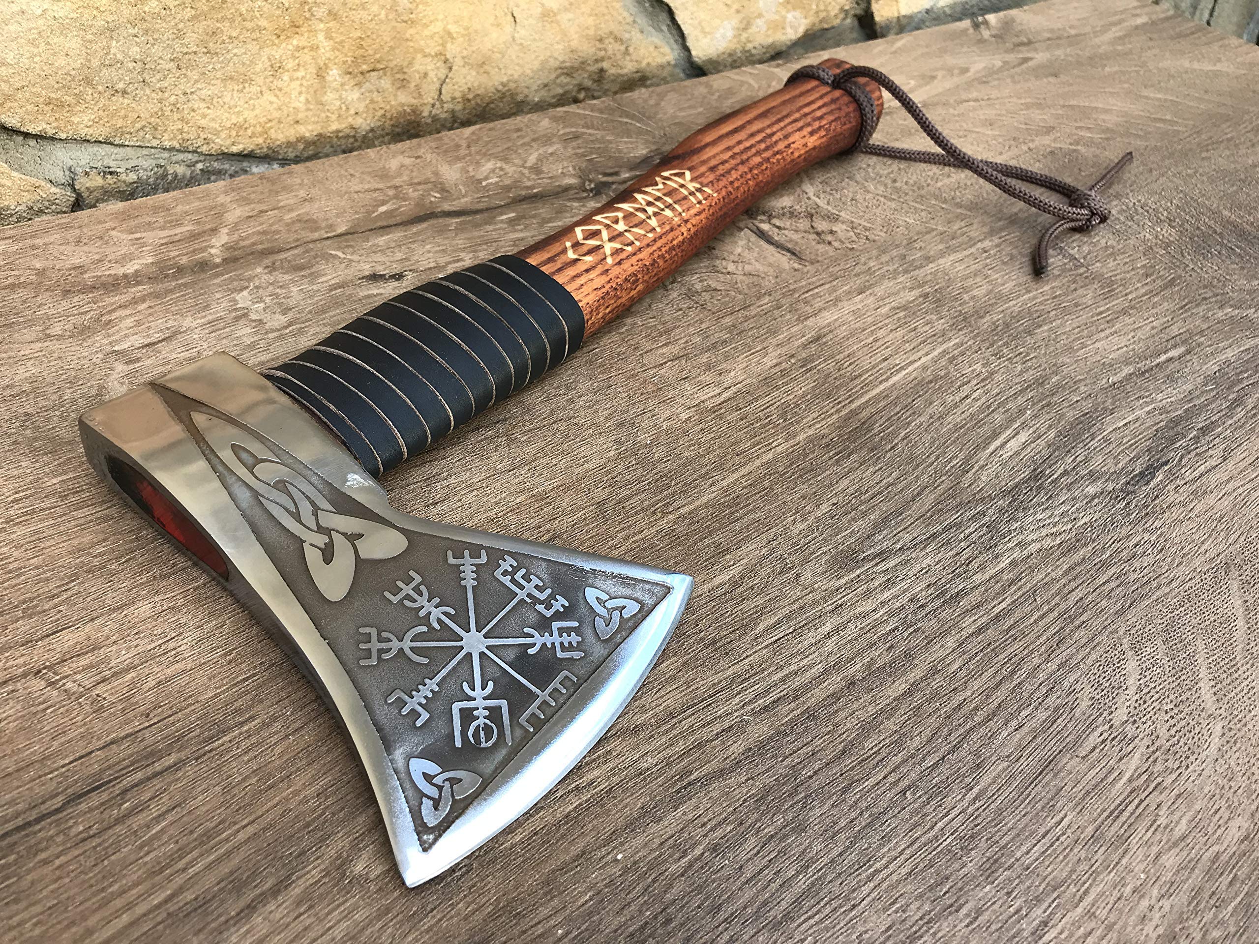 Viking Axe - Handcrafted Viking Gifts for Men with Vegvisir Symbol, Runes Art & Amulet - Perfect Viking Decor & Unique Gift for Boyfriend - Ideal for Home Decor, Viking Themed Parties & Norse Enthusiasts