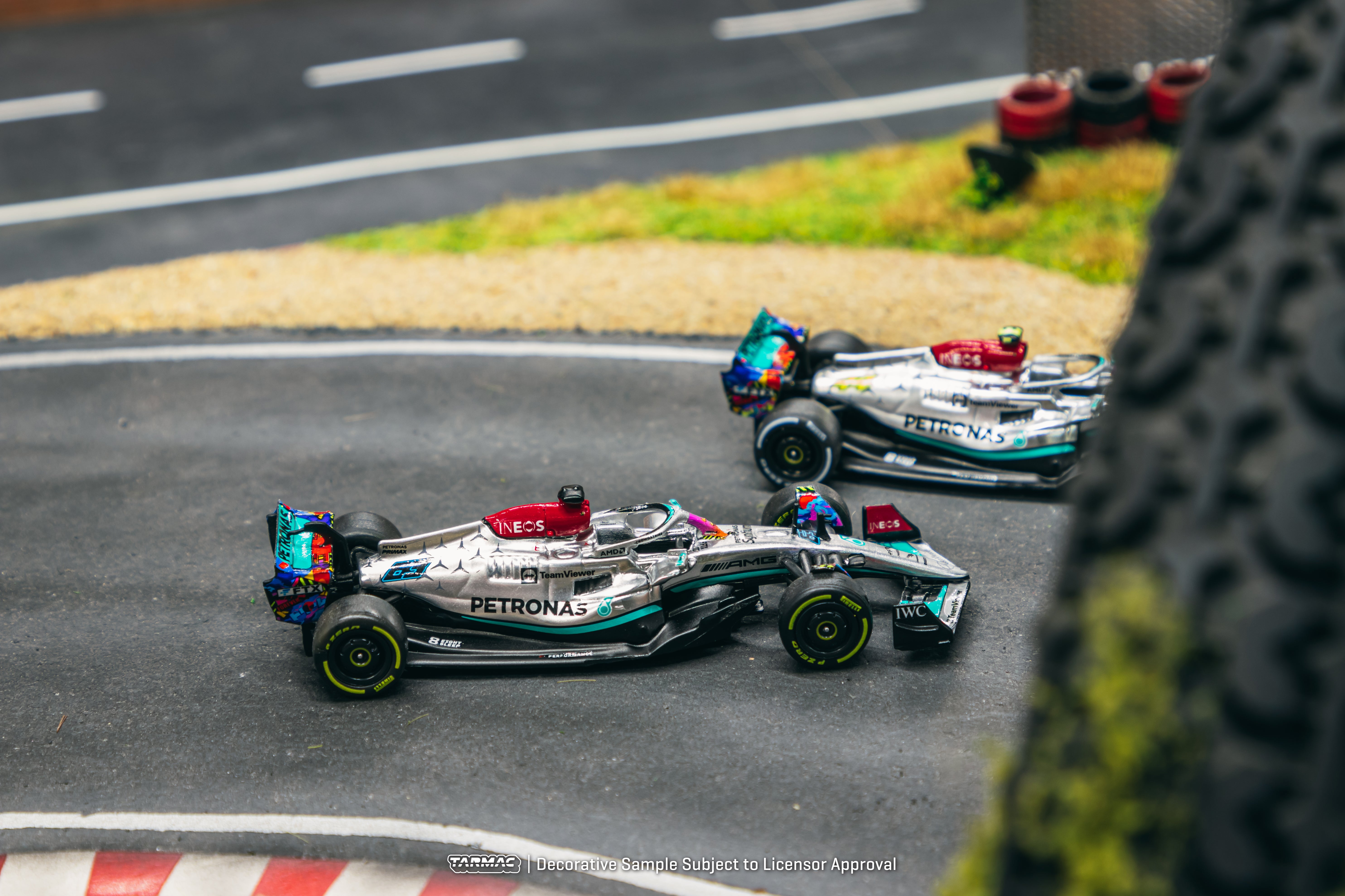 Tarmac Works X iXO Models 1/64 Mercedes AMG F1 W13 E Performance Miami Grand Prix 2022 #63 George Russell Diecast Car - Collectible F1 Racing Model for Display & Racing Enthusiasts