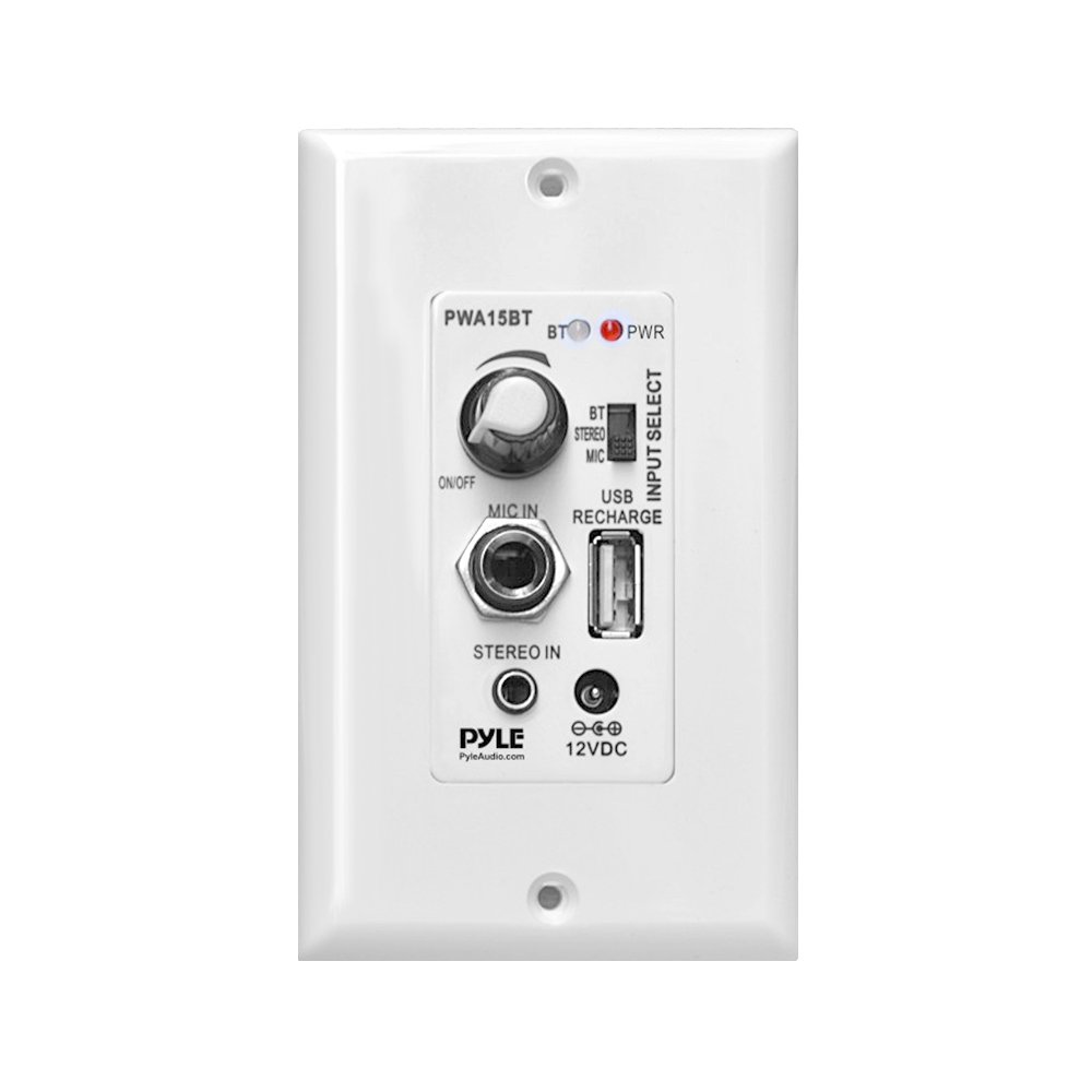 Pyle 6.5 Inch 2-Way In-Wall/Ceiling Speaker System - 200W Bluetooth Home Audio with Built-in Amplifier, USB, AUX & Mic Input - Wall Mountable for Home Theater & Surround Sound - Perfect for Living Room, Bedroom & Office Entertainment