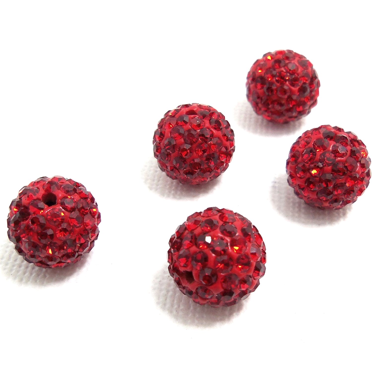 **20pcs 8mm Light Siam Red RUBYCA Pave Czech Crystal Disco Ball Clay Beads for Shamballa Bracelets & Jewelry Making – DIY Craft, Boho Style Accessories**