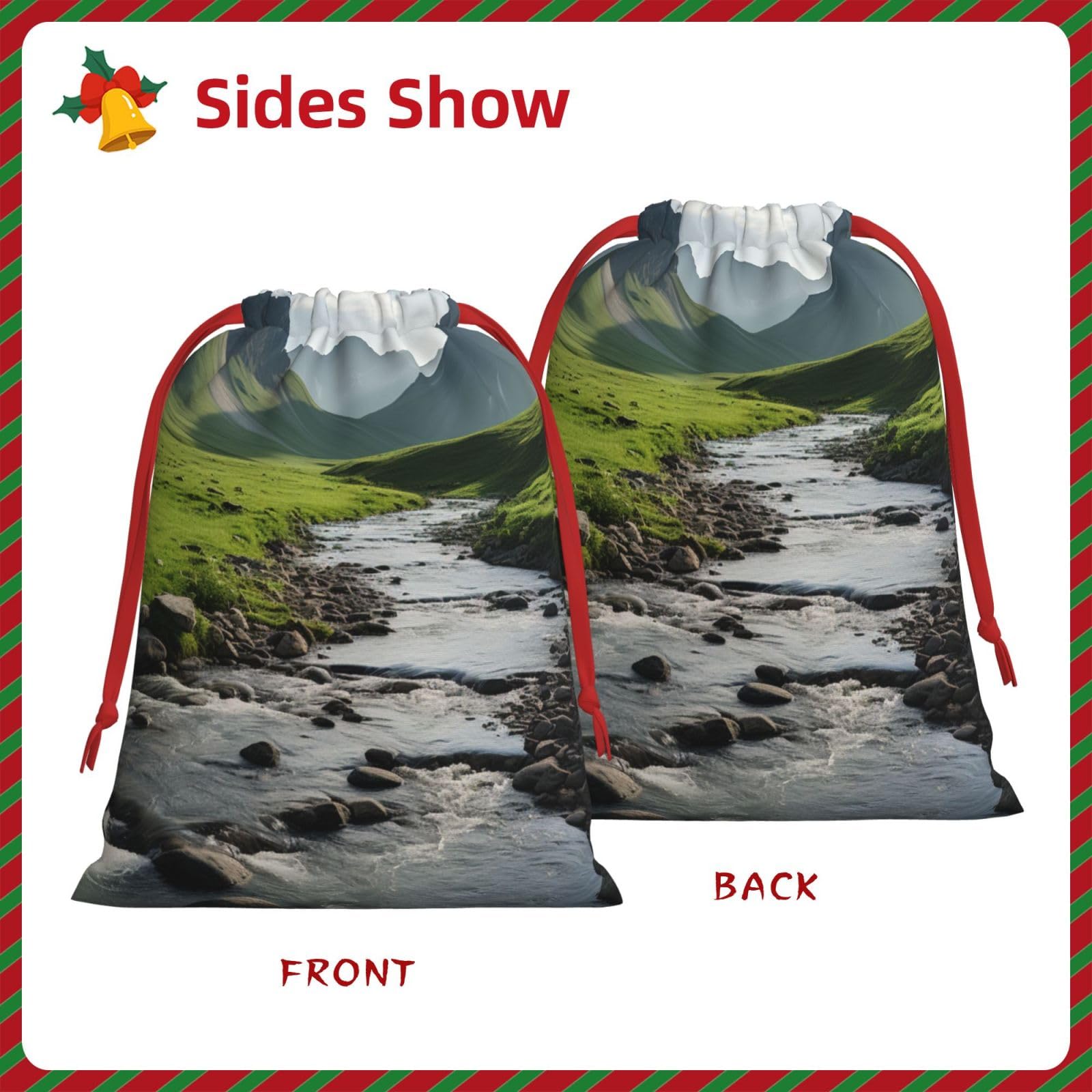 Eco-Friendly Reusable Drawstring Gift Bags with Mountain Valley Rainbow Print - Perfect for Christmas, Birthday, Holidays & Special Occasions - Great for Party Favors, Wedding Gifts & Corporate Events