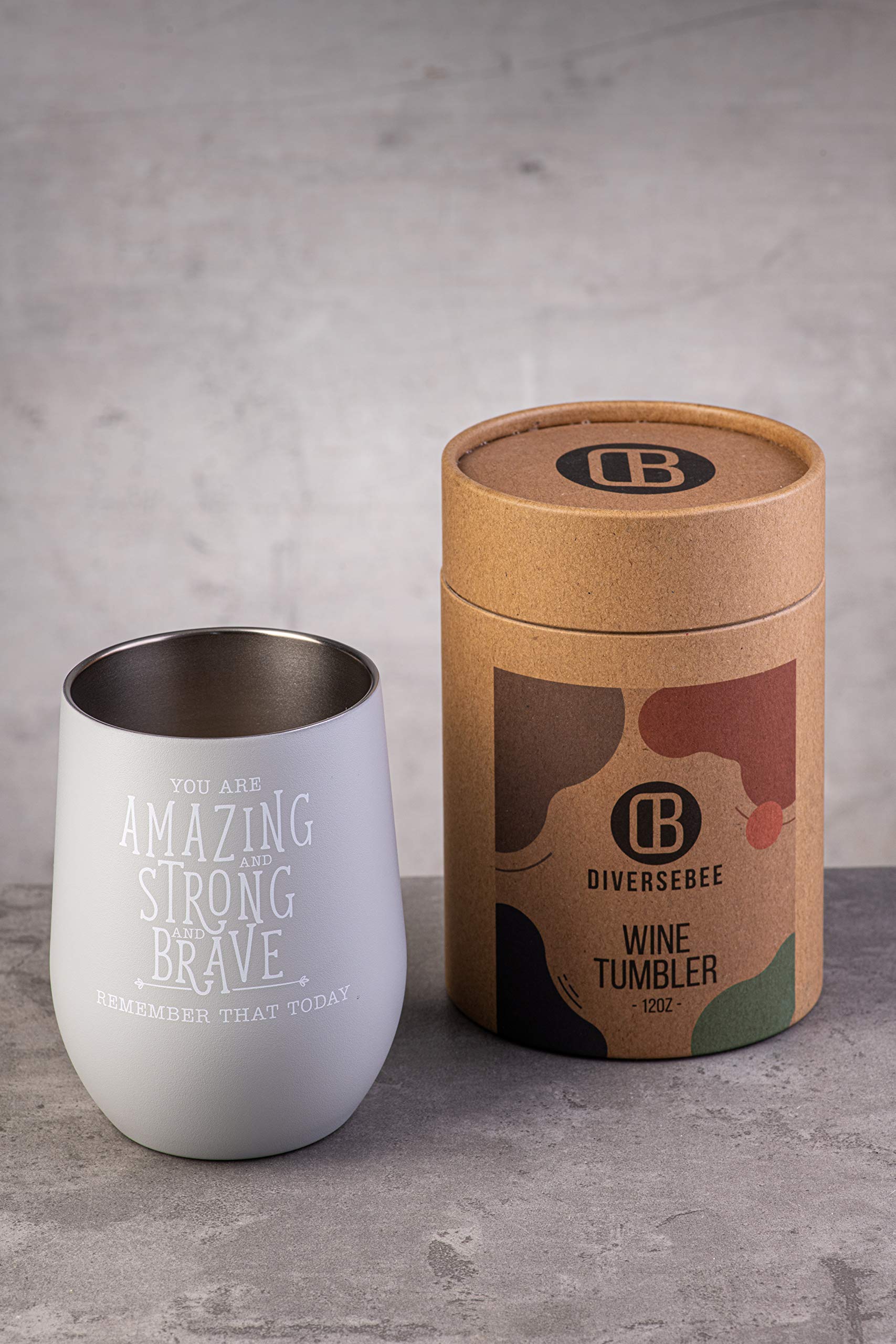 **DIVERSEBEE Insulated Wine Tumbler with Lid - Inspirational Thank You Gift for Women, Best Friend, Mom, Wife, Girlfriend, Coworker, Nurse - Glacier Gray - Perfect for Birthdays, Holidays & Encouragement Gifts**