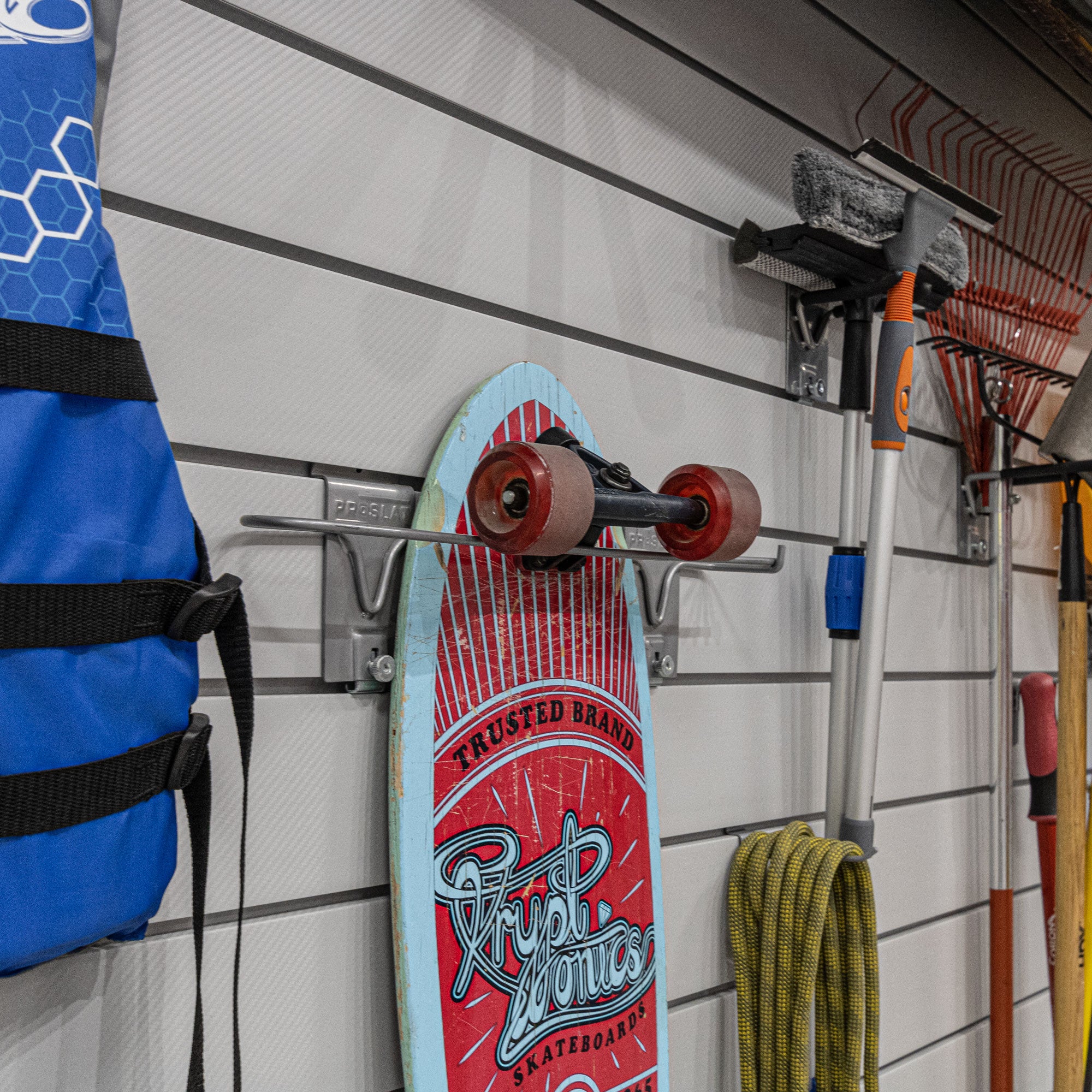 4 x 8 ft. PROcore+ Silver Gray Carbon Fiber PVC Slatwall Panel - Durable Retail Display Shelving for Stores, Garages & Home Organization