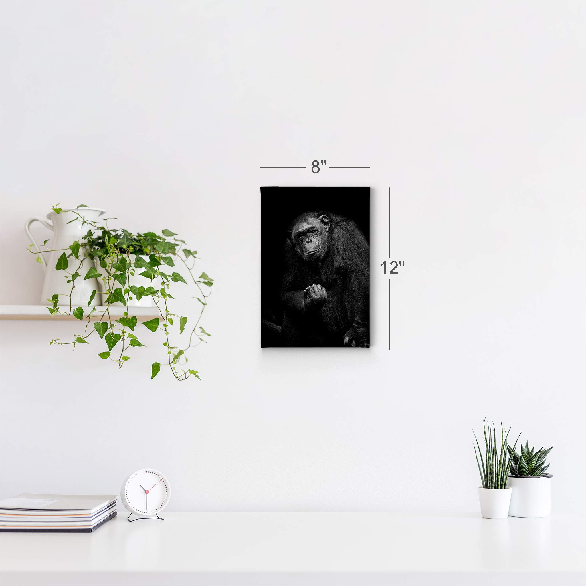 Black and White Gorilla Portrait Canvas Print - African Wildlife Wall Art for Bedroom, Nursery & Home Decor - 40x30 Inches - Perfect for Jungle Theme Rooms & Safari Decorations