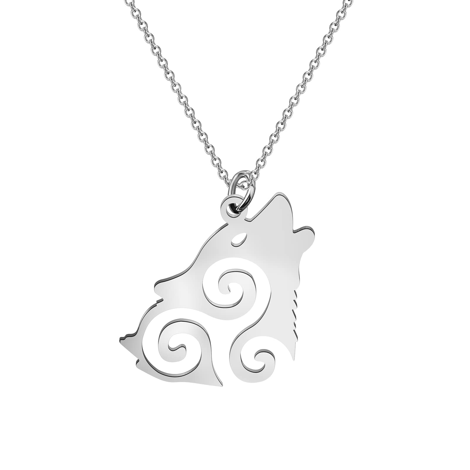 Wolf Pendant Necklace for Teens - Howling Wolf Jewelry for Outdoor Adventures