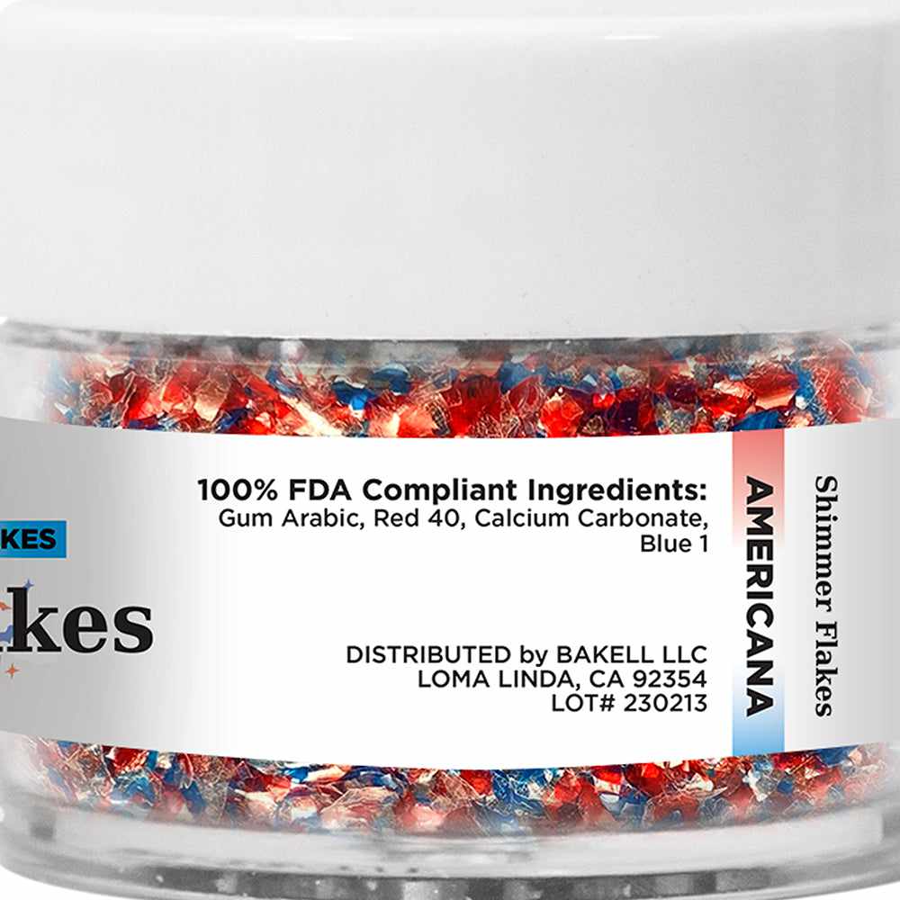 Americana Edible Shimmer Flakes - Premium Food-Grade Glitter for Cakes, Cupcakes & Desserts - Perfect for Baking, Cake Decorating & Party Treats