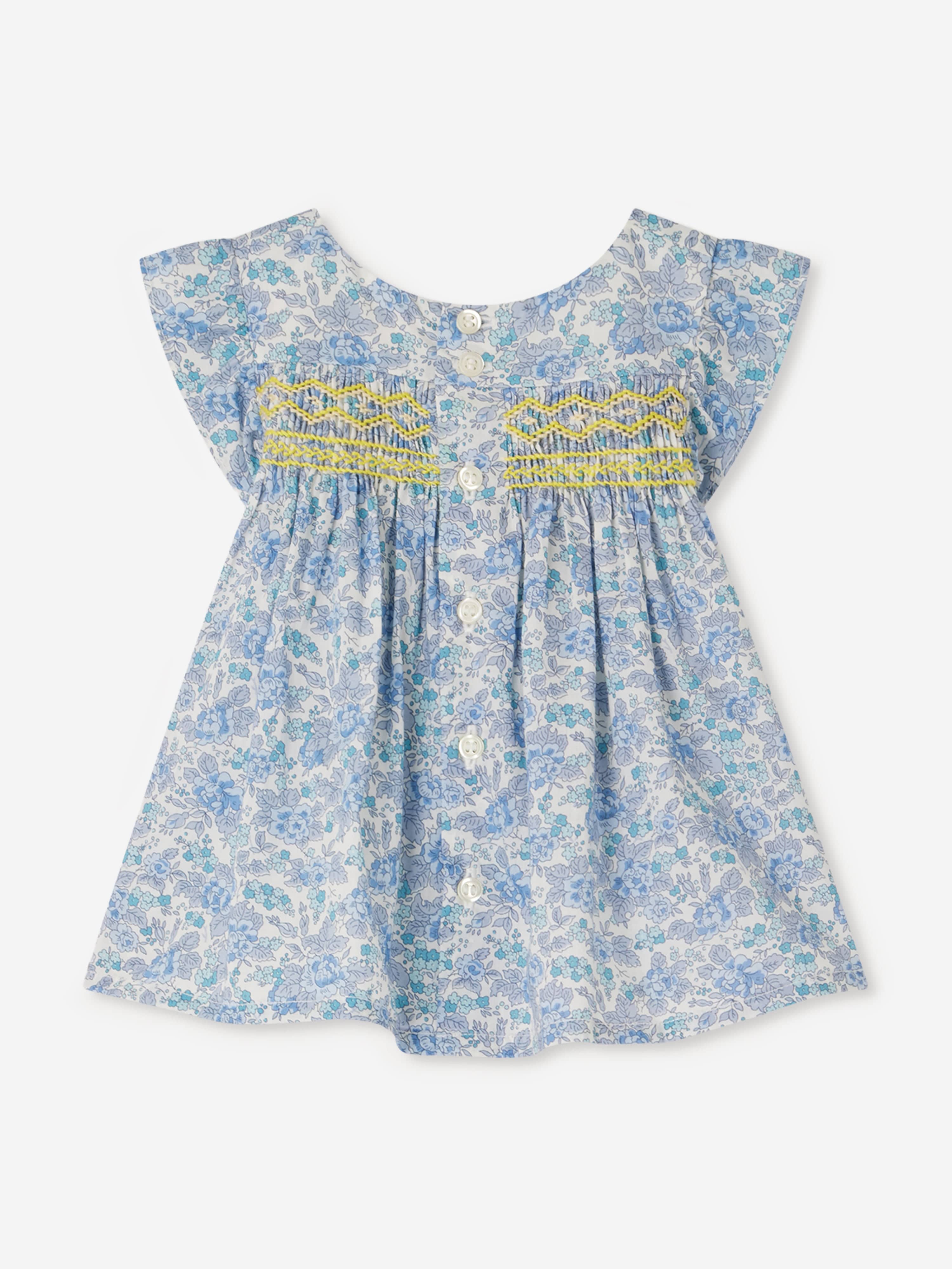 Blue Floral Baby Girls Naomie Blouse - Cute Spring & Summer Tops for Toddler Outfits & Photoshoots