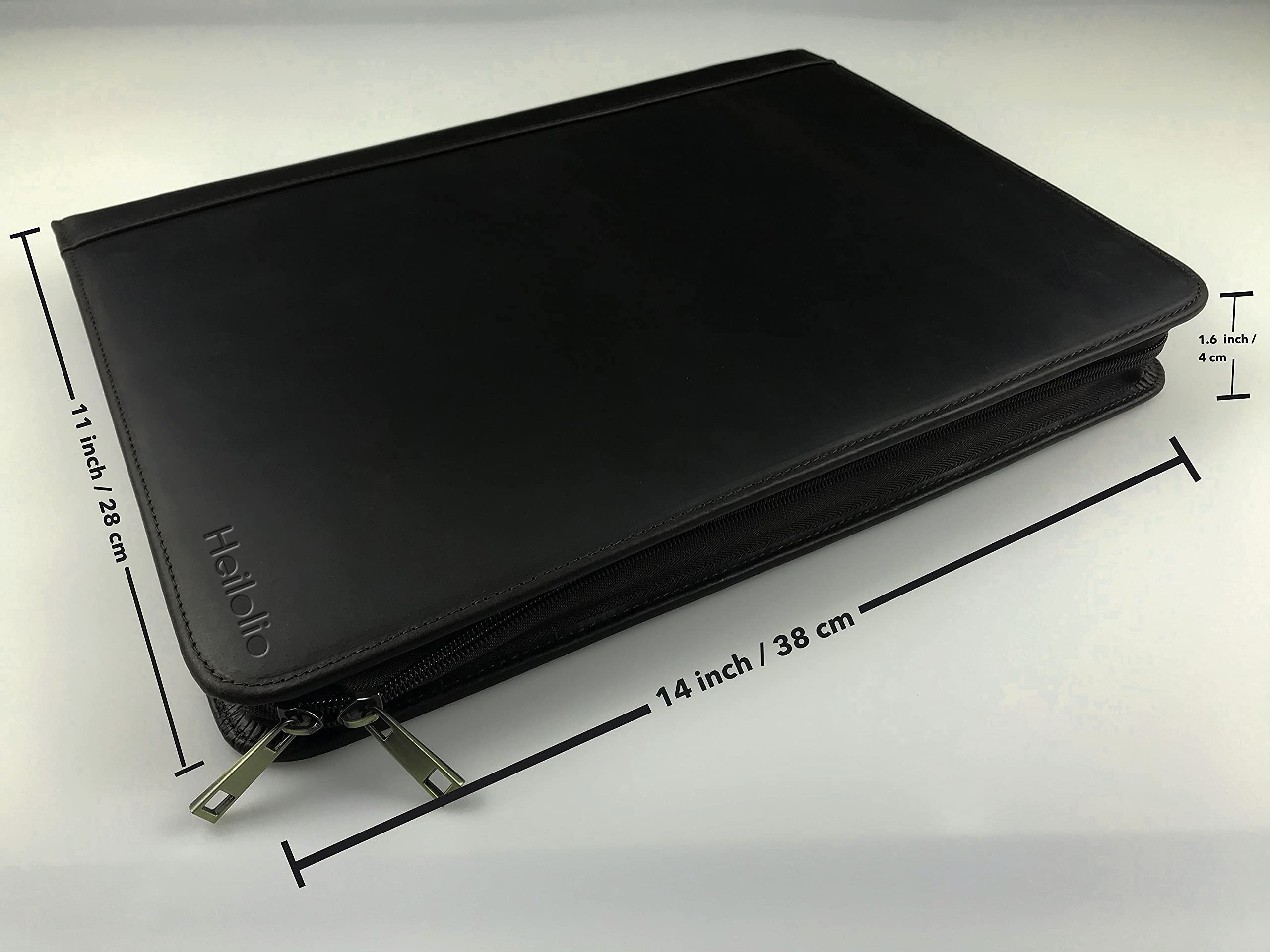 Premium Genuine Leather Portfolio for Men - Personalized Zipper Padfolio with 3-Ring Binder, Fits 13