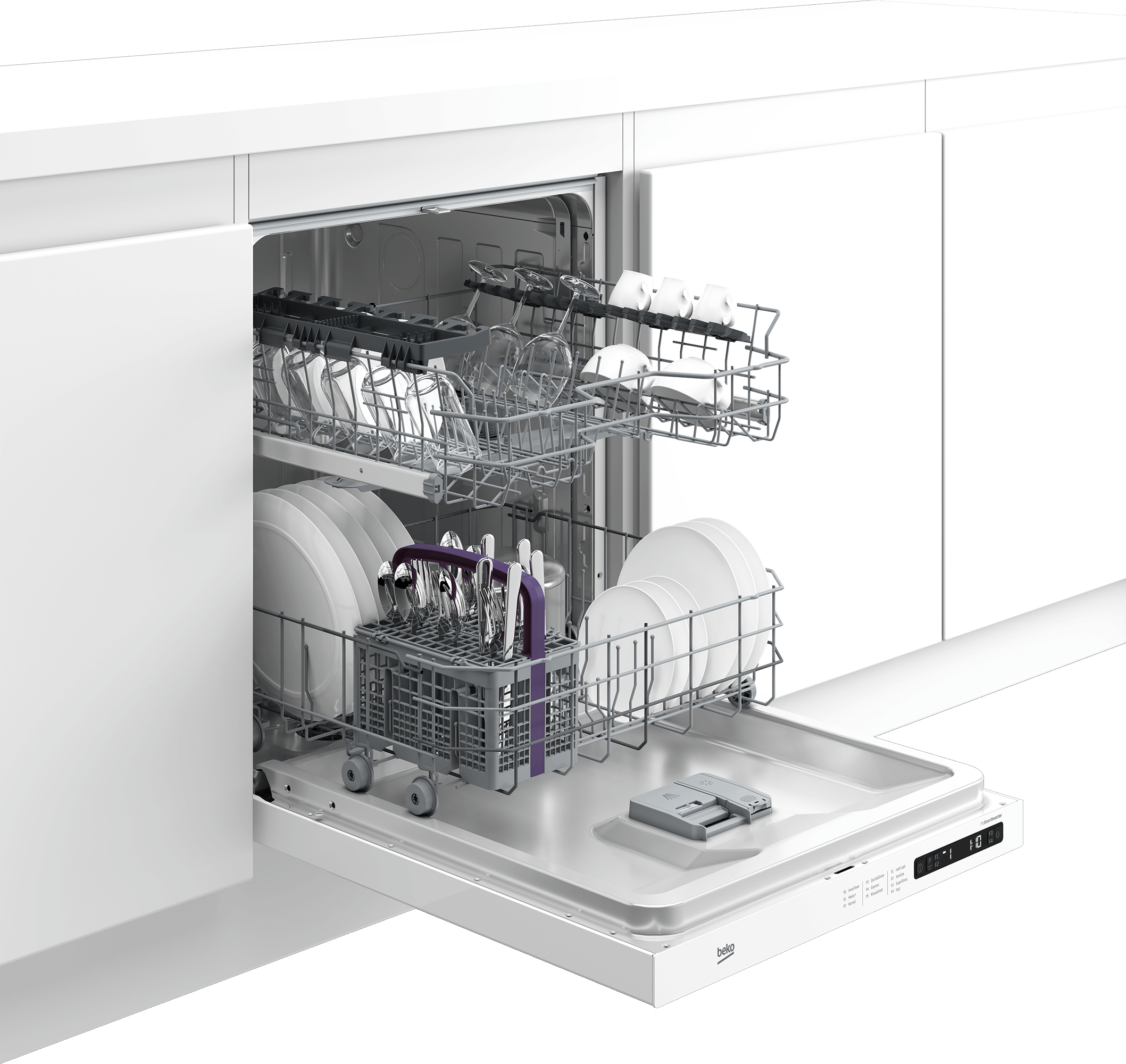 Beko DDN25402W Full Size Dishwasher - 14 Place Settings, 48 dB Quiet Operation, Energy Efficient for Large Families | Perfect for Kitchens, Restaurants, and Busy Households