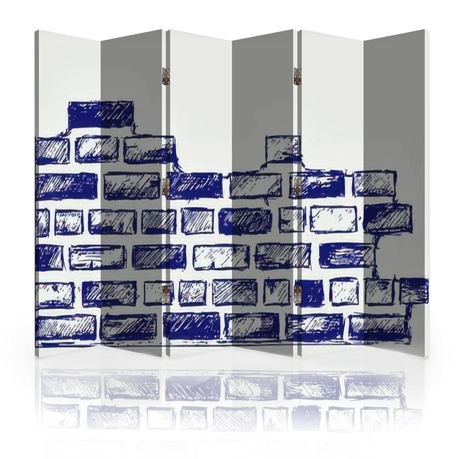 6-Panel Canvas Room Divider Screen - Old Bricks Sketch Design Folding Privacy Partition Wall for Home, Office & Studio | Space Separator for Bedrooms, Living Rooms & Workspaces