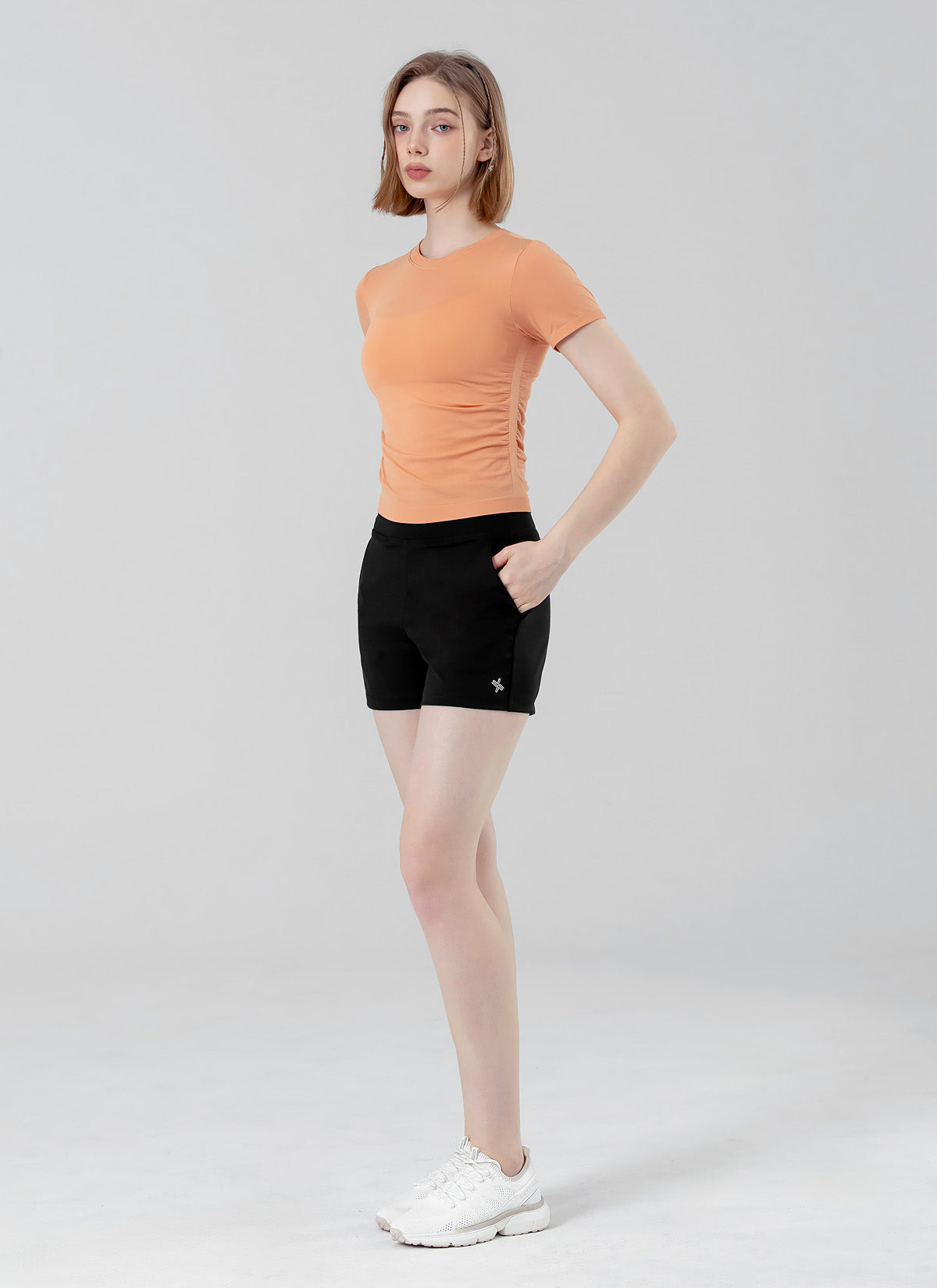 Zero Slick Seamless Side Shirring Short Sleeve T-Shirt for Women - Perfect for Yoga, Gym & Casual Wear
