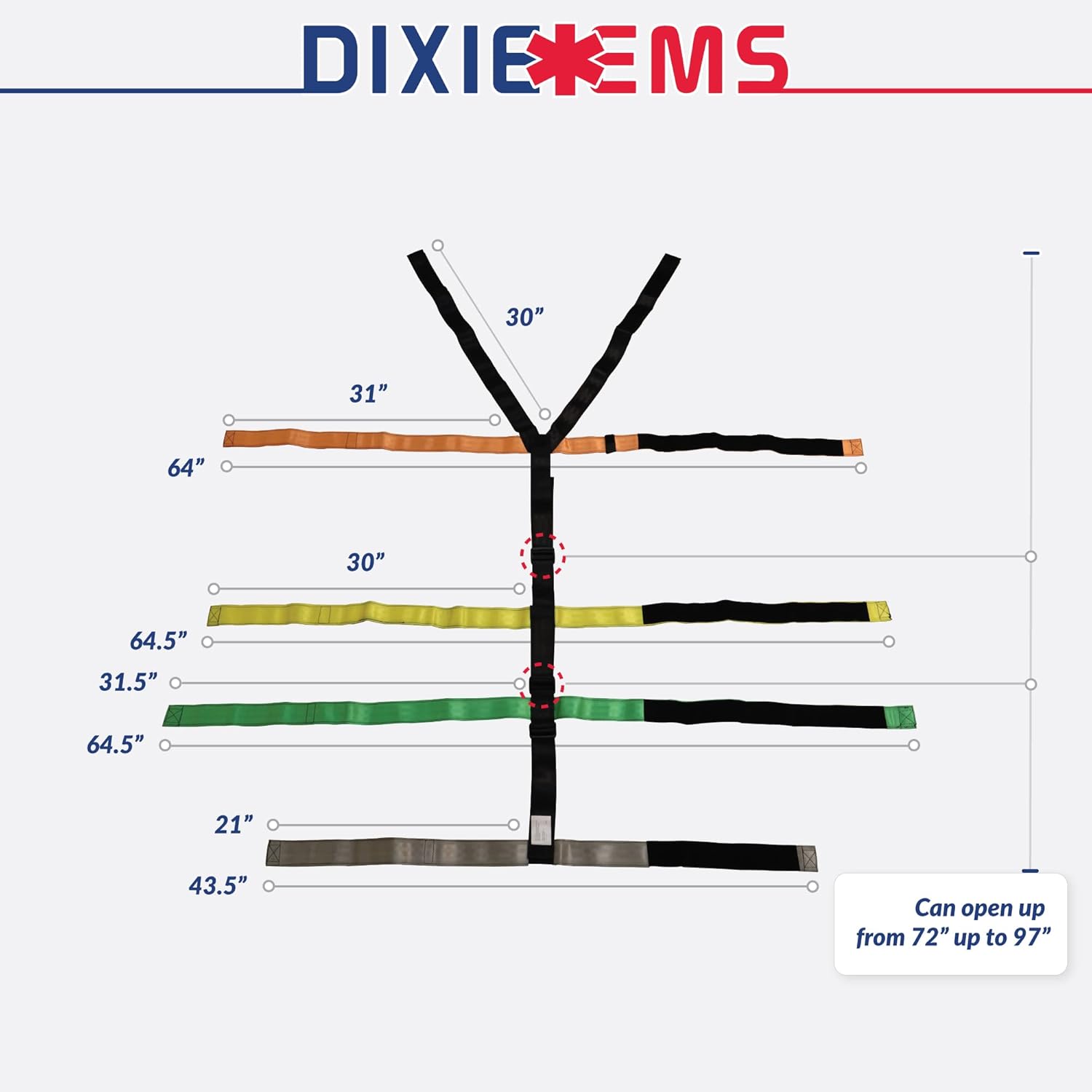 Reflective Spine Board Strap System - Emergency Rescue Stretcher Straps for First Responders & Medical Professionals - Ideal for Ambulance, Fire Rescue & Outdoor Emergencies
