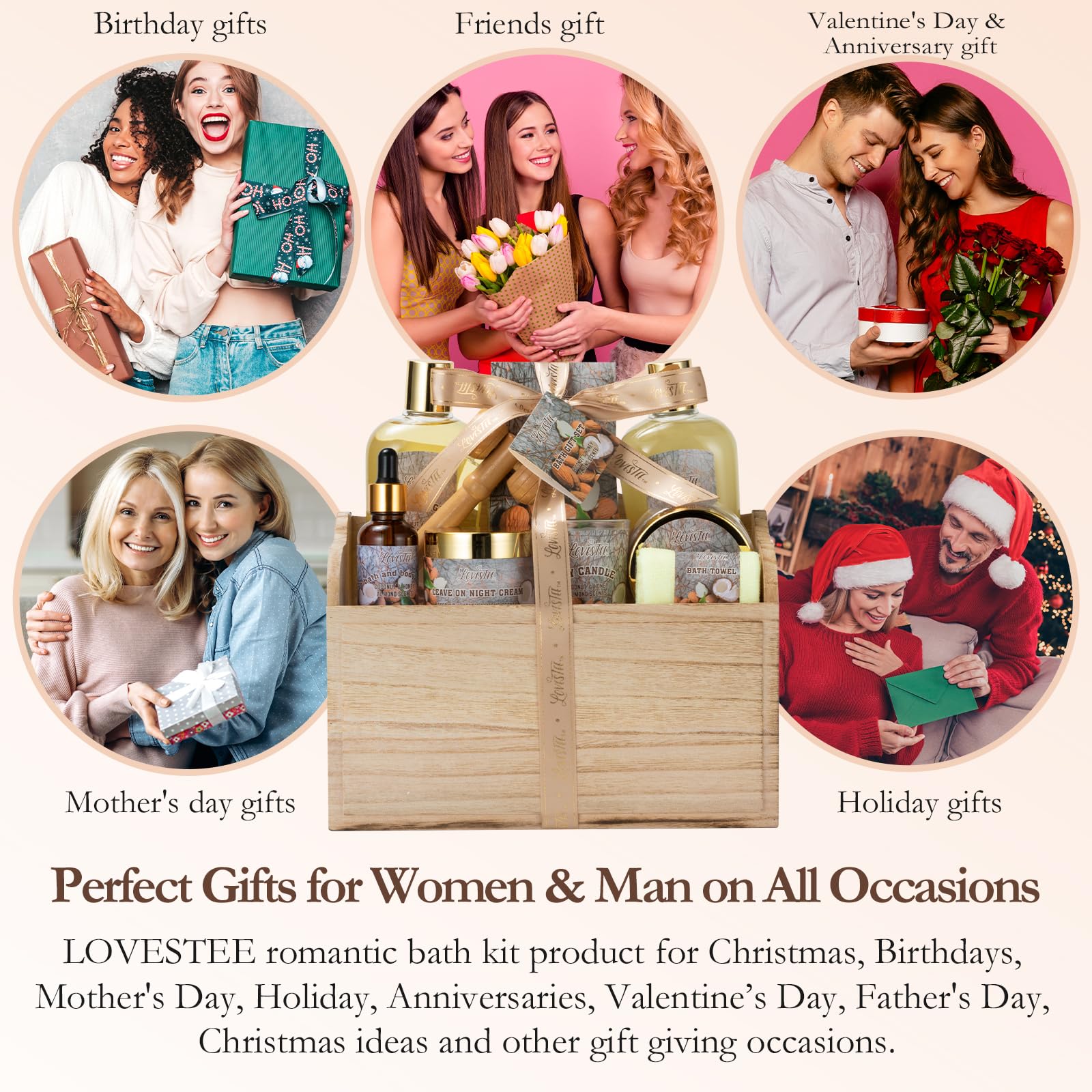 10-Piece Luxury Spa Gift Set for Women - Relaxing Bath & Body Kit with Epsom Salt, Body Oil, Scrub, Candle & Wood Massage Tool | Perfect Mother's Day Gift, Birthday Present & Self-Care Treat | At-Home Spa Day, Stress Relief & Pampering Experience