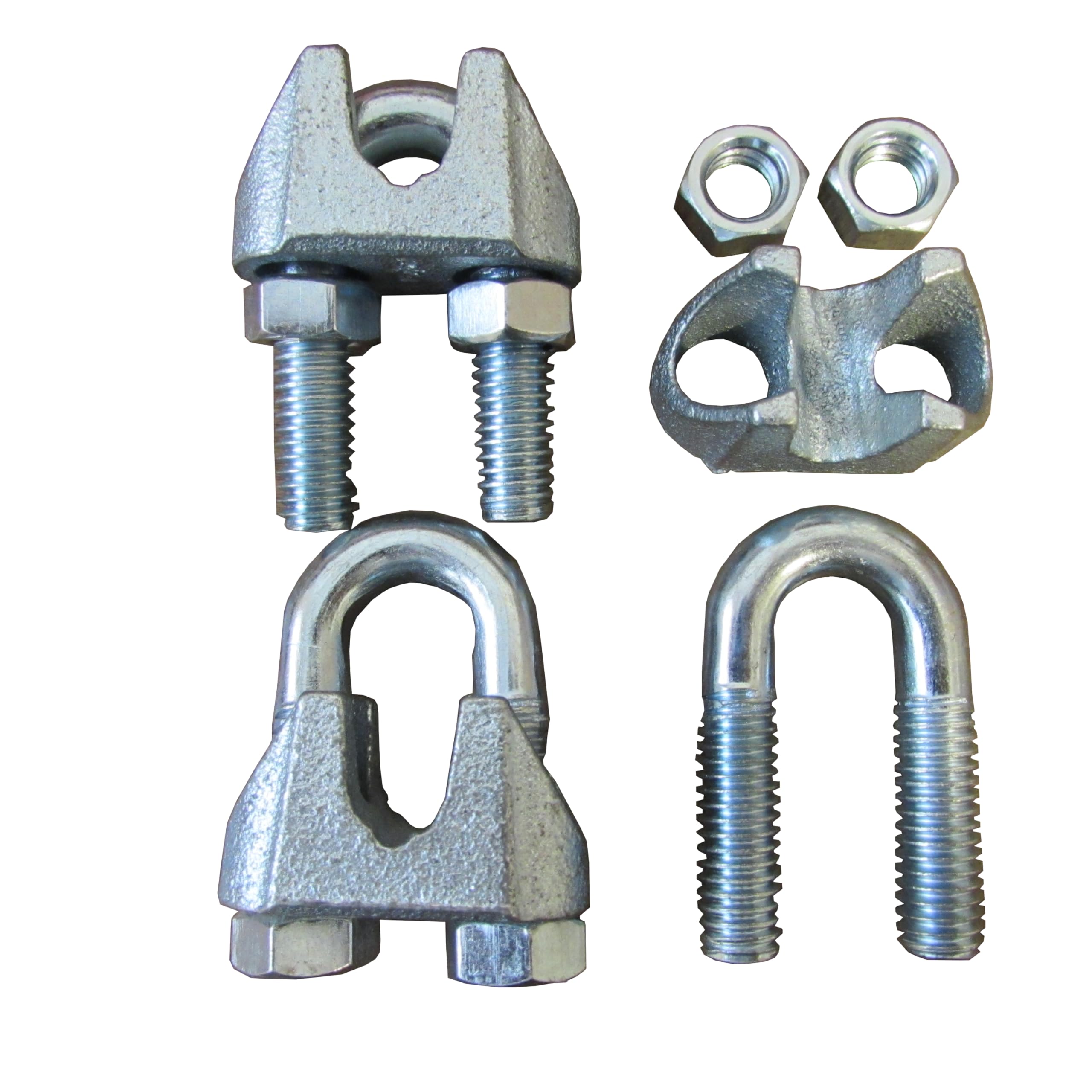 Galvanized Steel U-Bolt Cable Clamps - 1/4