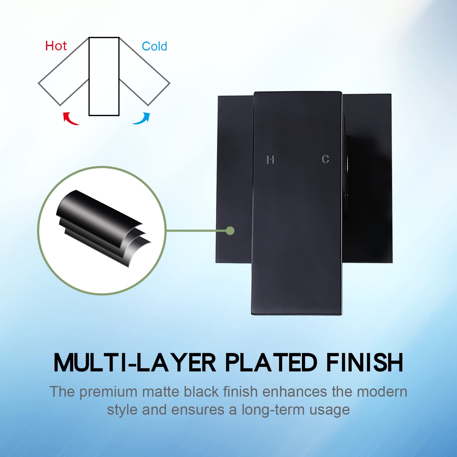 Wall Mount Waterfall Bathtub Faucet - Single Handle Matte Black Bathroom Sink Faucet - 2 Hole Widespread Vessel Faucet for Lavatory Vanity - Perfect for Modern Bathroom & Spa Style Decor