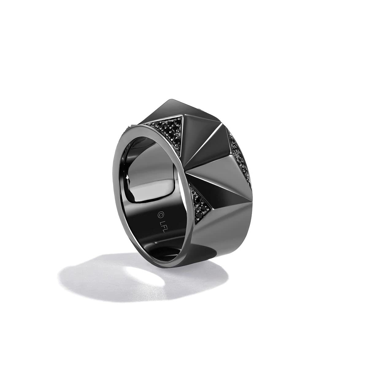 Jewelili Star Wars™ Men's Dark Armor Fine Jewelry Ring - Silver & Black Rhodium Band with 1/6 Cttw Black Diamonds | Official Star Wars Gift for Men | Premium Jewelry with Gift Box | Perfect for Cosplay, Collectors & Sci-Fi Fans