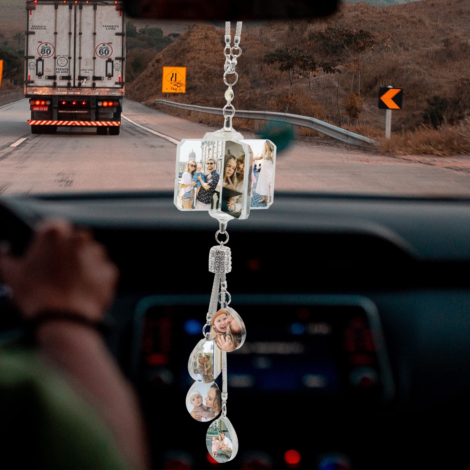 Personalized Photo Crystal Car Hanging Ornament - Custom Engraved Mirror Auto Interior Decor - Unique Gift for Family & Friends | Perfect for Birthdays, Anniversaries & Car Enthusiasts