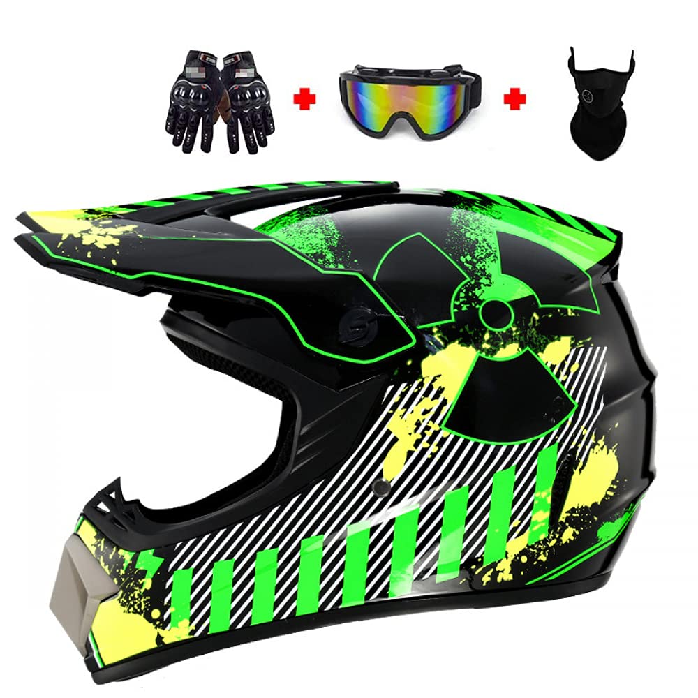 DOT Certified Adult Motocross Helmet - Full Face Offroad Motorcycle Helmet for Men & Women - Dirt Bike, ATV, Downhill Riding - Includes Mask, Goggles & Gloves - Perfect for Trail Riding, Motocross Racing & Adventure Motorcycling