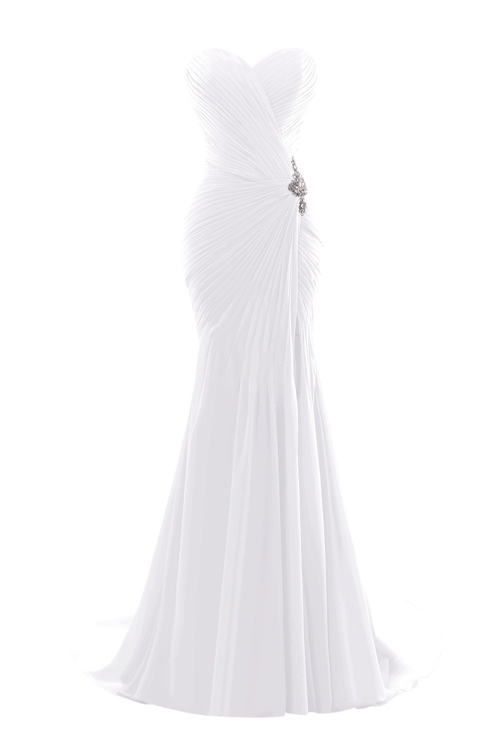 Elegant White Mermaid Pleat Split Side Evening Prom Dress for Women US Size 22W - Perfect for Formal Events, Parties, and Special Occasions