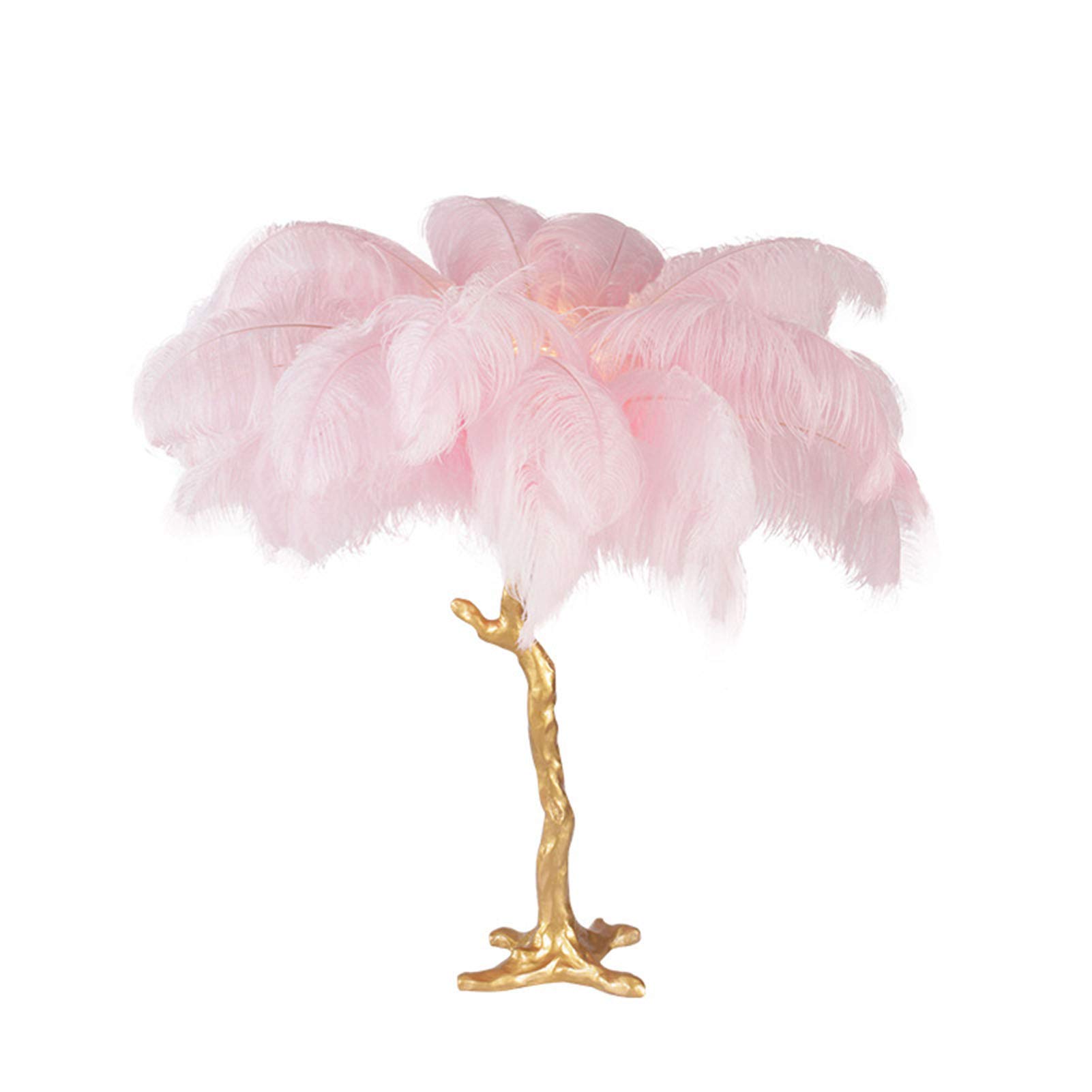 Nordic Style Ostrich Feather Table Lamp - Modern Luxury Resin Floor Lamp for Living Room, Bedroom, Office - Pink Decorative Lighting for Home Decor & Ambiance