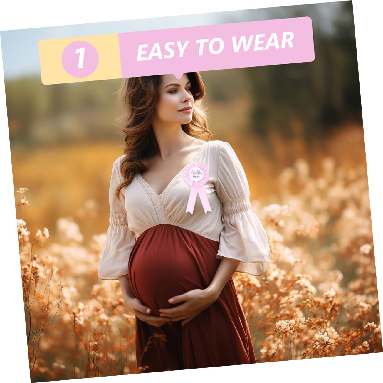 2 Sets Maternity Belt & Shower Badge Pins for Mom and Dad to Be - Comfortable Pregnancy Support & Gender Reveal Party Accessories - Perfect for Baby Showers, Maternity Photos, and Parenting Announcements