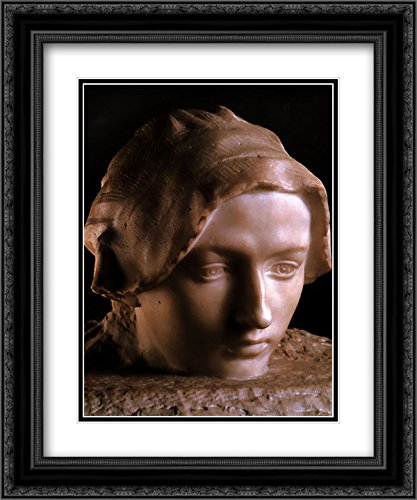 20x24 Black Ornate Frame with Double Matted Museum Art Print - Auguste Rodin The Thinker Statue Painting | Home Office Decor, Wall Art for Living Room, Bedroom