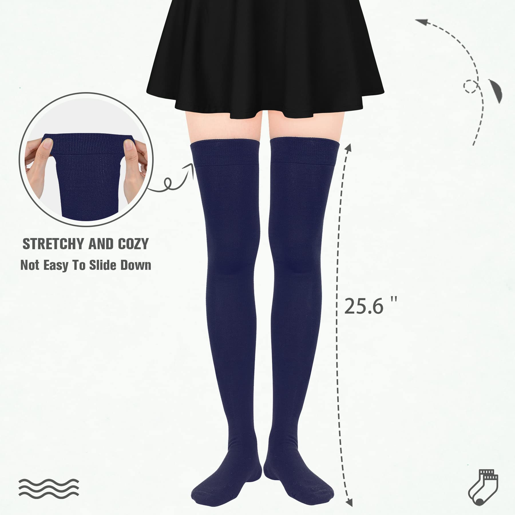 Zando Women's Cotton Thigh High Socks - Over Knee Stockings for Daily Wear & Fashion