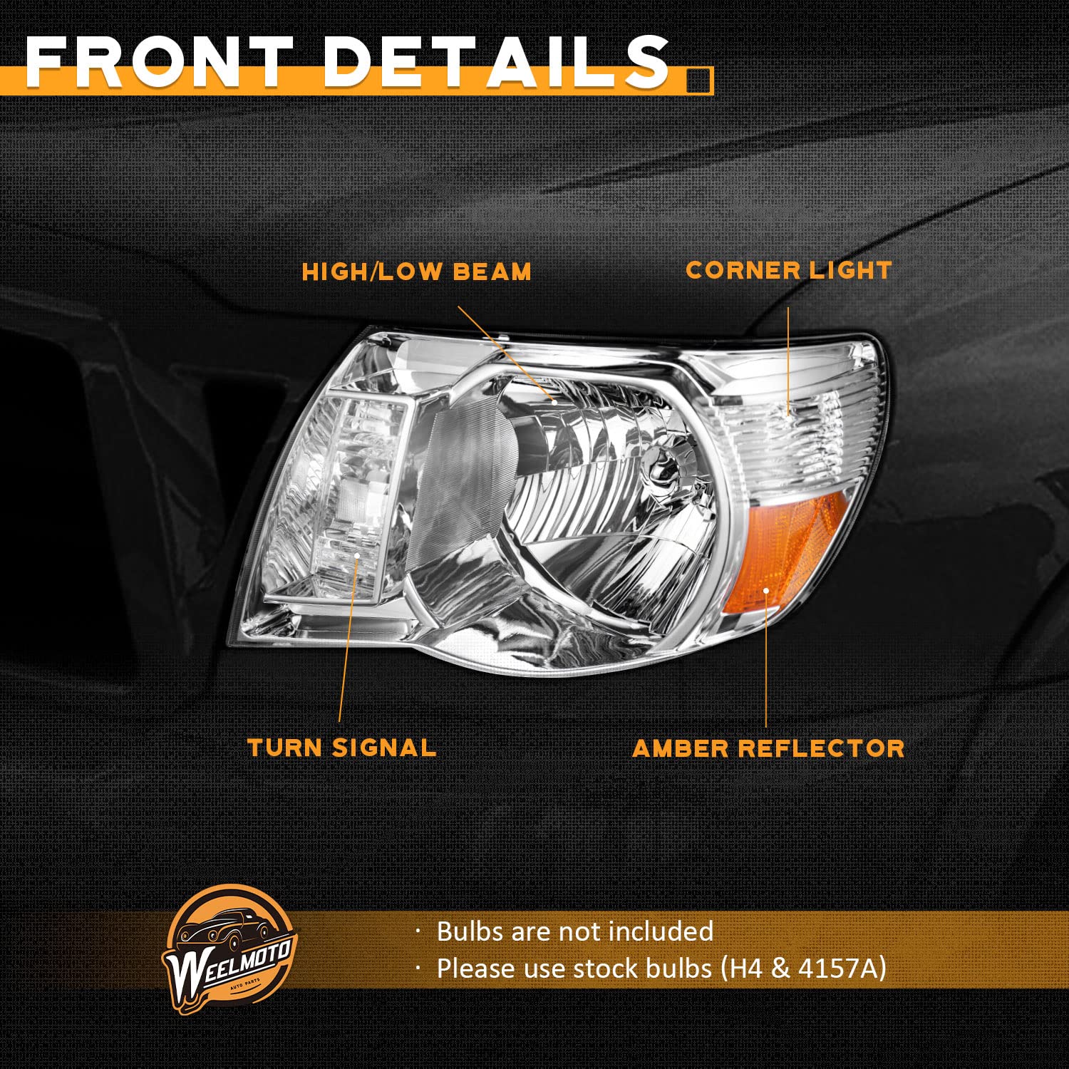 2005-2011 Toyota Tacoma Headlight Assembly Replacement - Compatible with 2005 2006 2007 2008 2009 2010 2011 Models - Durable Automotive Headlights for Improved Night Driving Safety