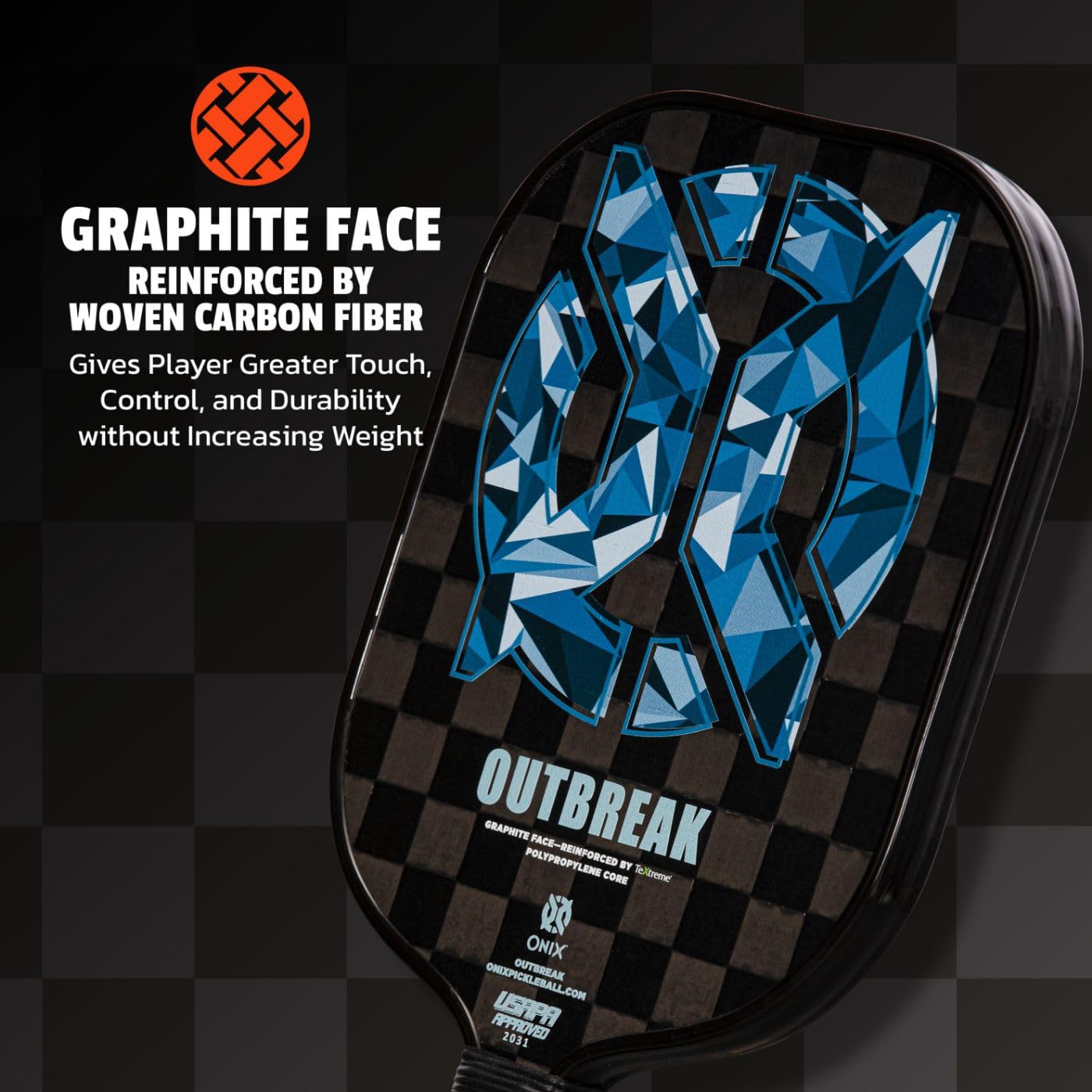 Premium ONIX Outbreak Pickleball Paddle - Woven Carbon Fiber Construction for Enhanced Touch, Control & Durability | Perfect for Competitive Play & Recreational Games