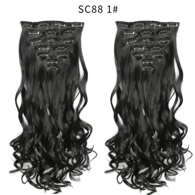 Clip on Hair Extensions 6pc Set - Human Hair Clip Ins for Volume & Length - Easy to Use & Reusable - Perfect for Parties, Weddings & Everyday Styling