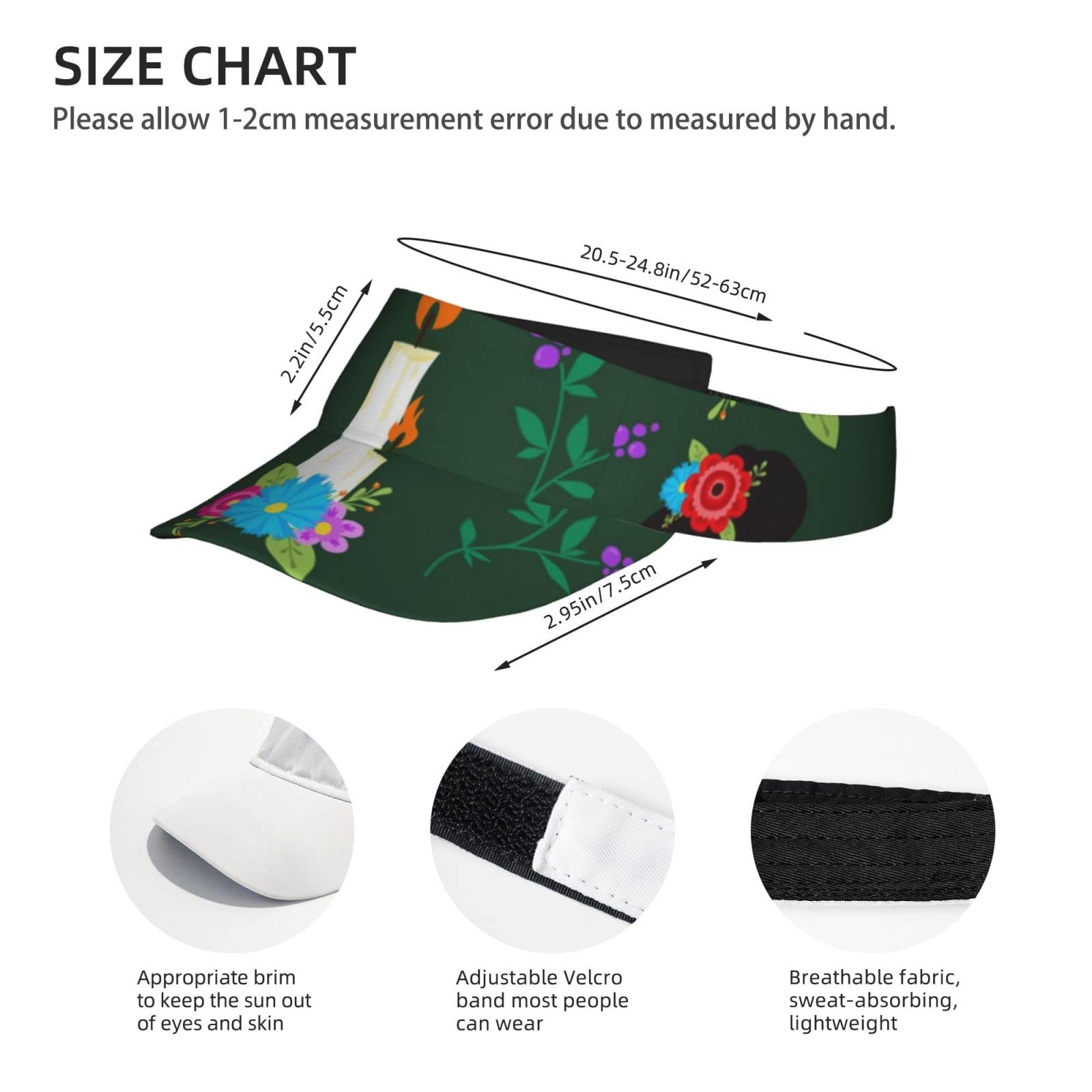 Stylish Adjustable Lightweight Sports Sun Visor Hat for Women & Men - Perfect for Running, Fishing, Golf - Skull Design UV Protection Headwear for Outdoor Activities