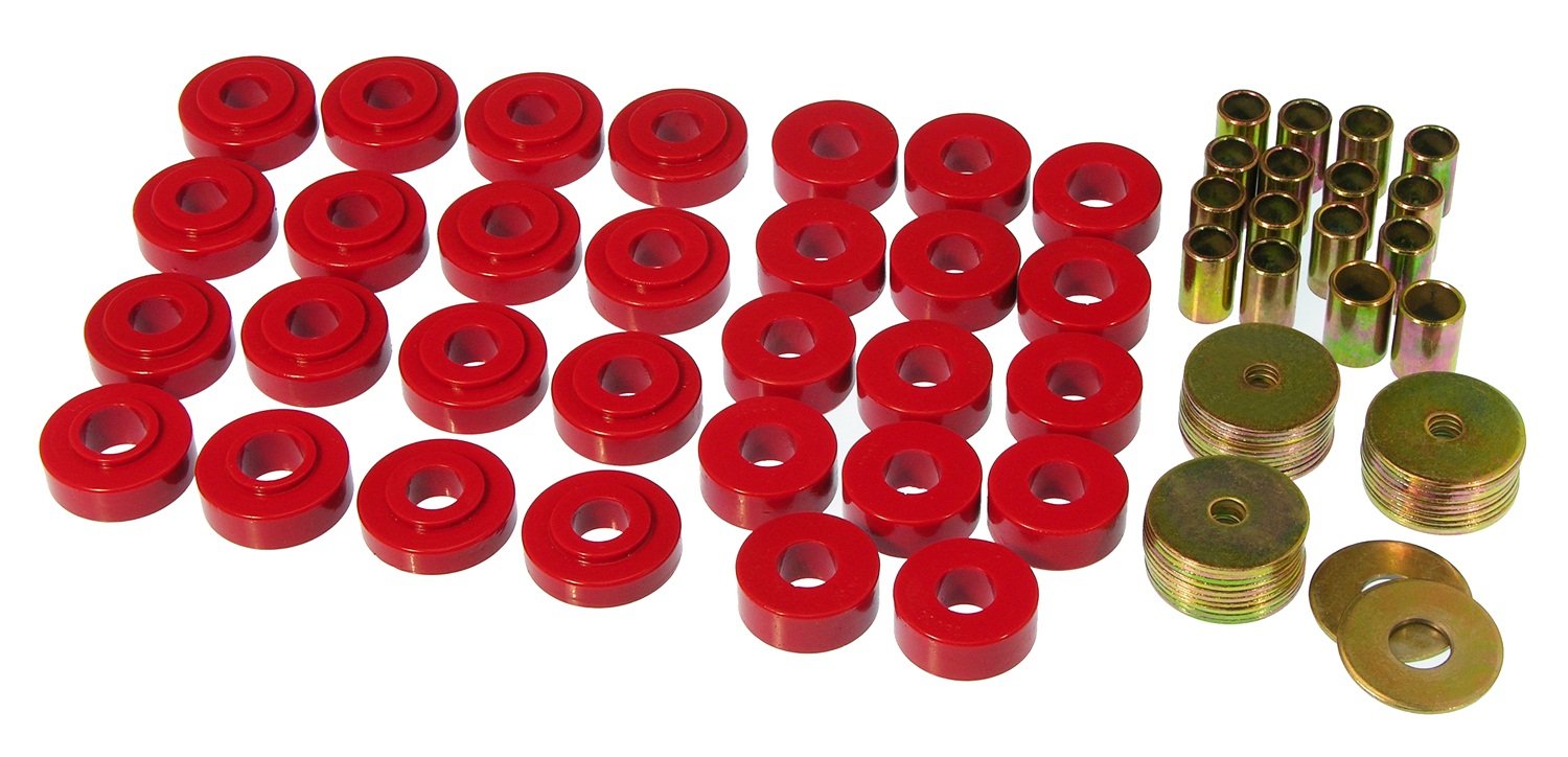 Prothane 7-122 Red Polyurethane Body Mount Kit for Jeep Wrangler JK & TJ - Heavy Duty Suspension Upgrade for Off-Road & Daily Driving