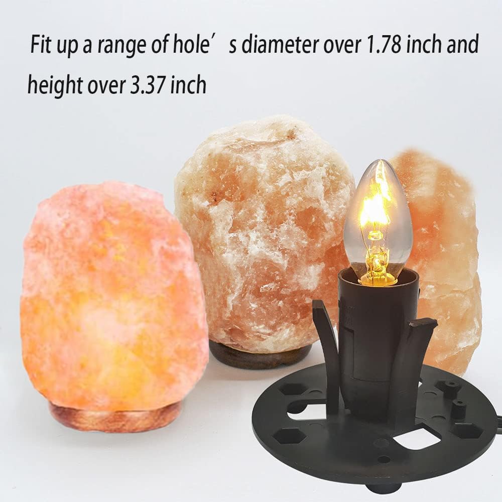 Himalayan Salt Lamp Cord Replacement with Dimmer Switch - 5ft E12 Halogen Bulb Cord Kit for Salt Rock Lamps (Includes 6 Christmas Bulbs & Base Assembly) - Perfect for Bedroom, Yoga Studio & Relaxation Spaces