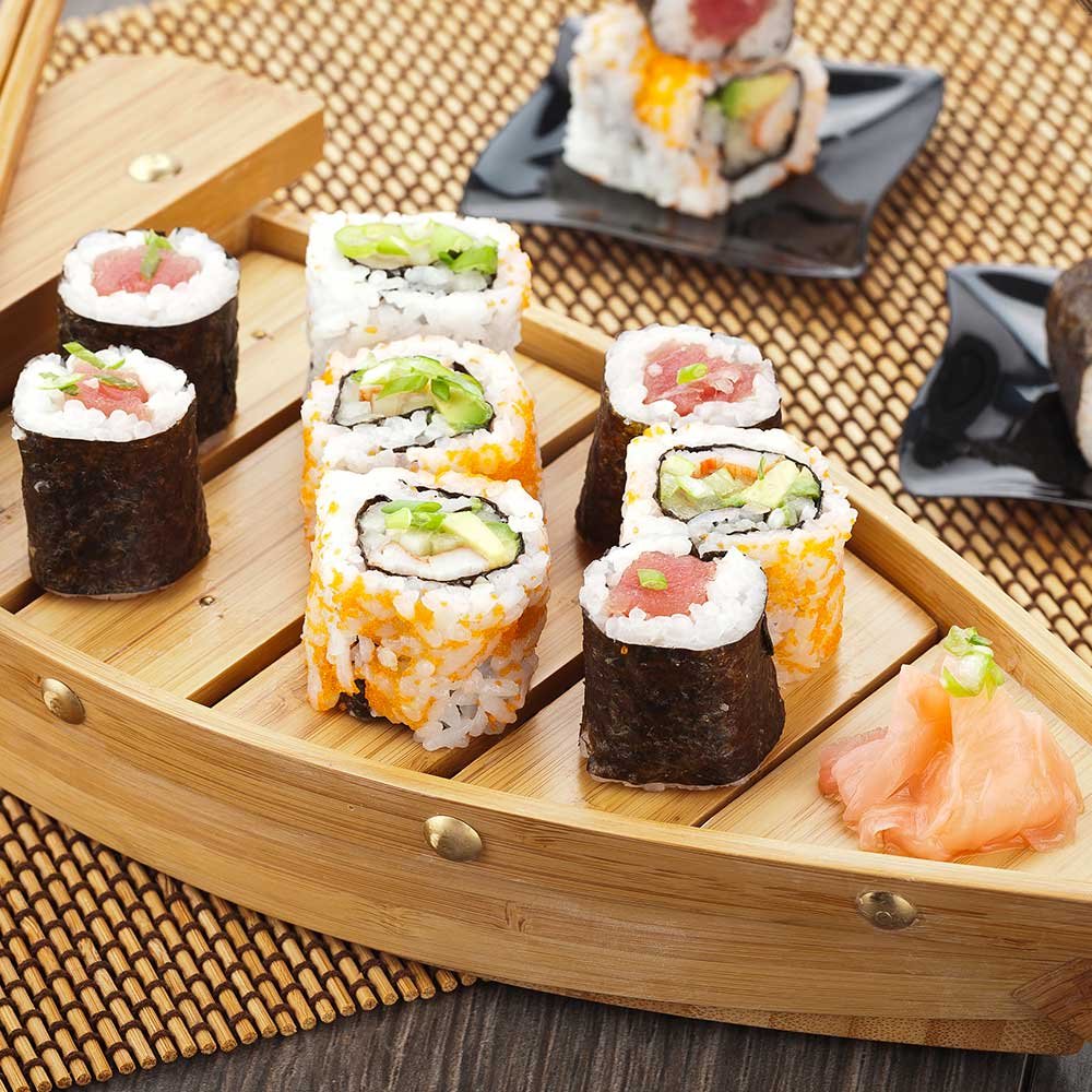 13 Inch Bamboo Sushi Boat Serving Tray - Durable Wooden Appetizer Platter for Restaurants & Home Use | Easy to Clean Sushi Display for Parties, Catering & Japanese Cuisine