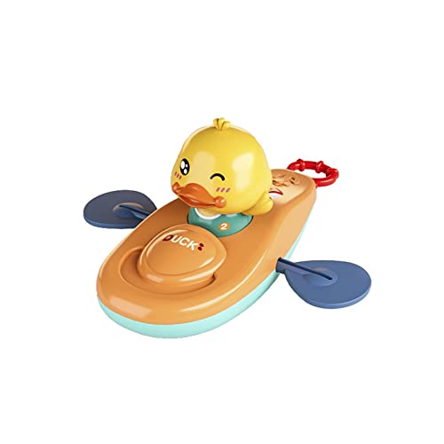 Kids Water Toys - Yellow Duck Kayak Rowing Bath Toy for Toddlers | Fun Beach & Bathtub Play | Durable Orange Floating Bathroom & Pool Toy for Children