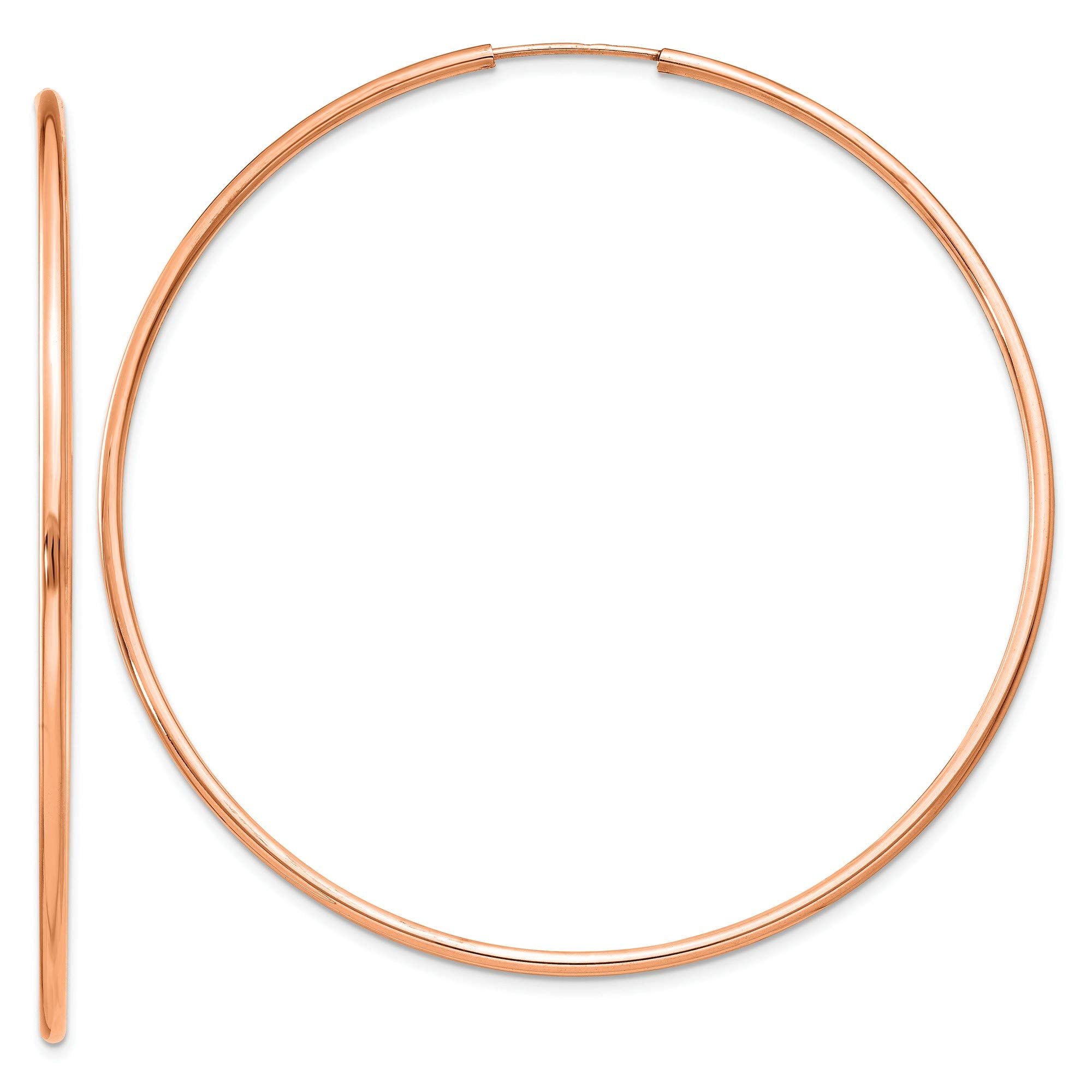 14K Rose Gold 1.5mm Polished Endless Hoop Earrings for Women - Hypoallergenic Dainty Everyday Jewelry - Perfect for Work, Date Night & Gifts