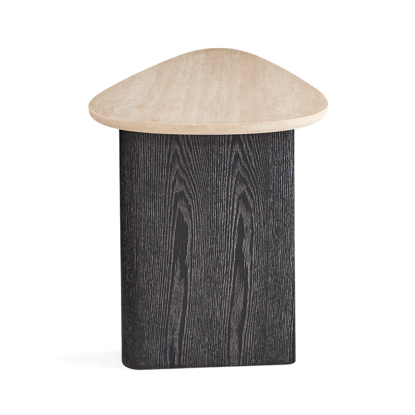Modern Oeuf Travertine Desk - Natural Stone Writing Table with Wooden Legs for Home Office, Study & Workspace - Perfect for Remote Work, Online Classes & Creative Projects