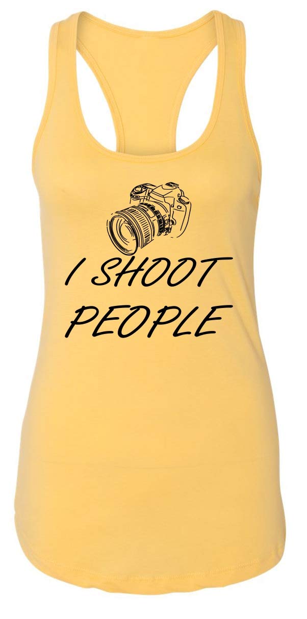 Funny Photography T-Shirt for Women - 'I Shoot People' Comical Graphic Tee Racerback Tank Top | Perfect Gift for Photographers & Camera Lovers