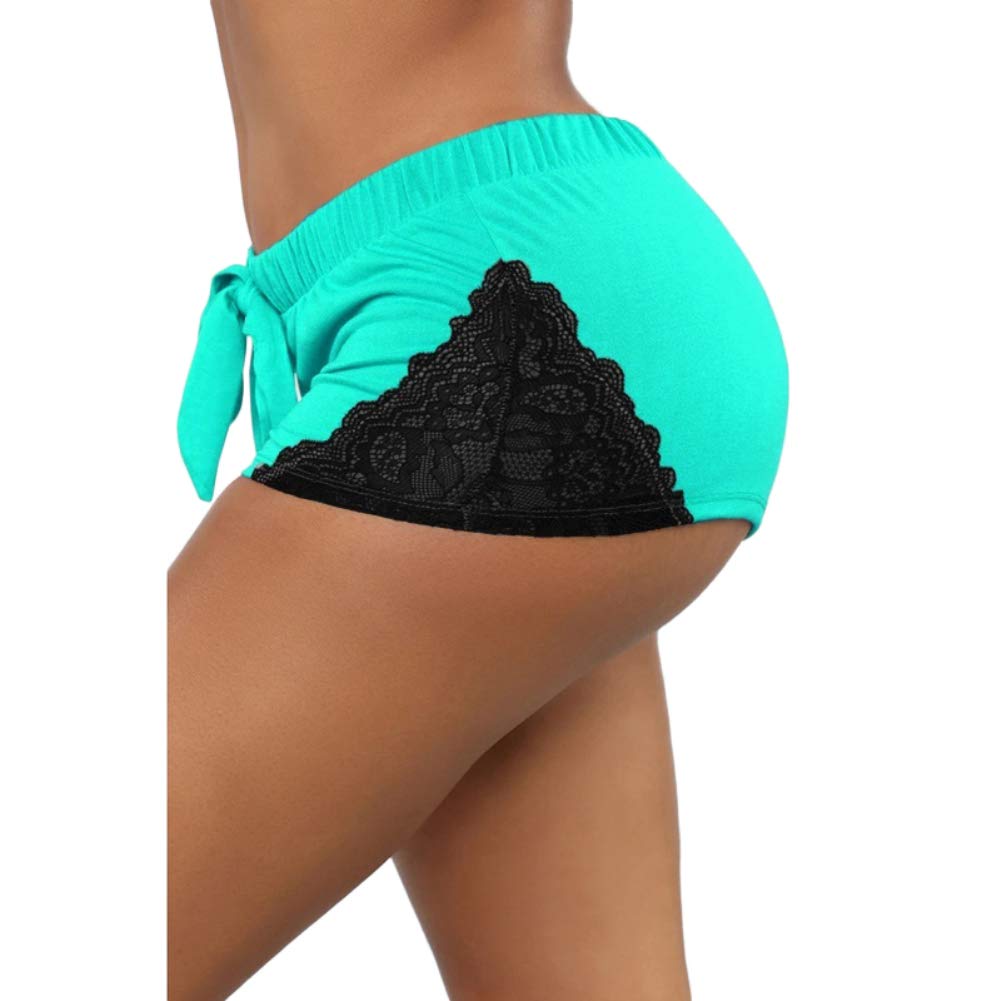 Mggsndi Women's Fashion Casual Lace Stitching Lace-Up Sports Shorts for Yoga, Running, Gym & Fitness Workouts - Breathable High-Waist Workout Shorts for Women